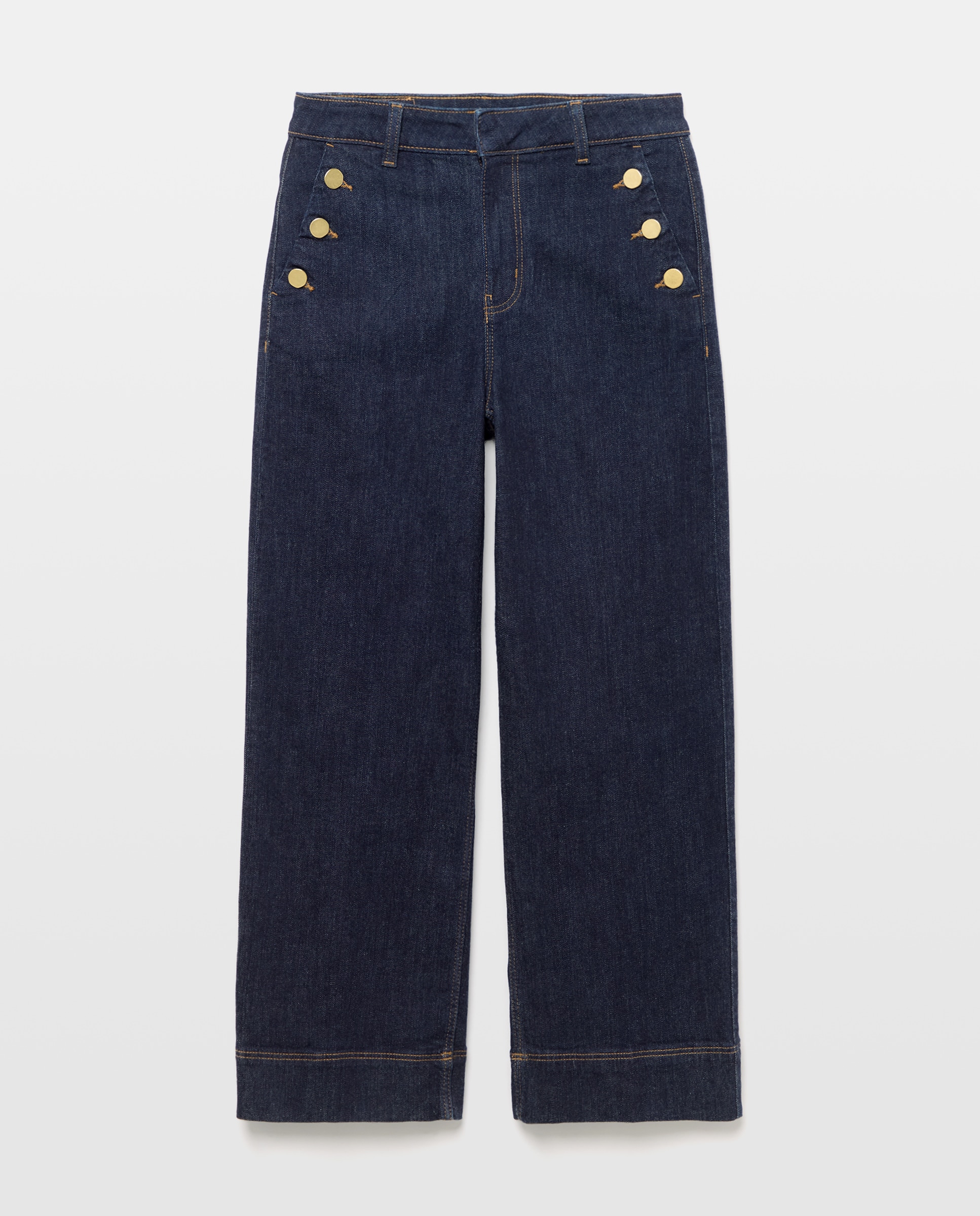 Pantalón denim de mujer crop culotte abotonado - Easy Wear - Indigo Indigo-5