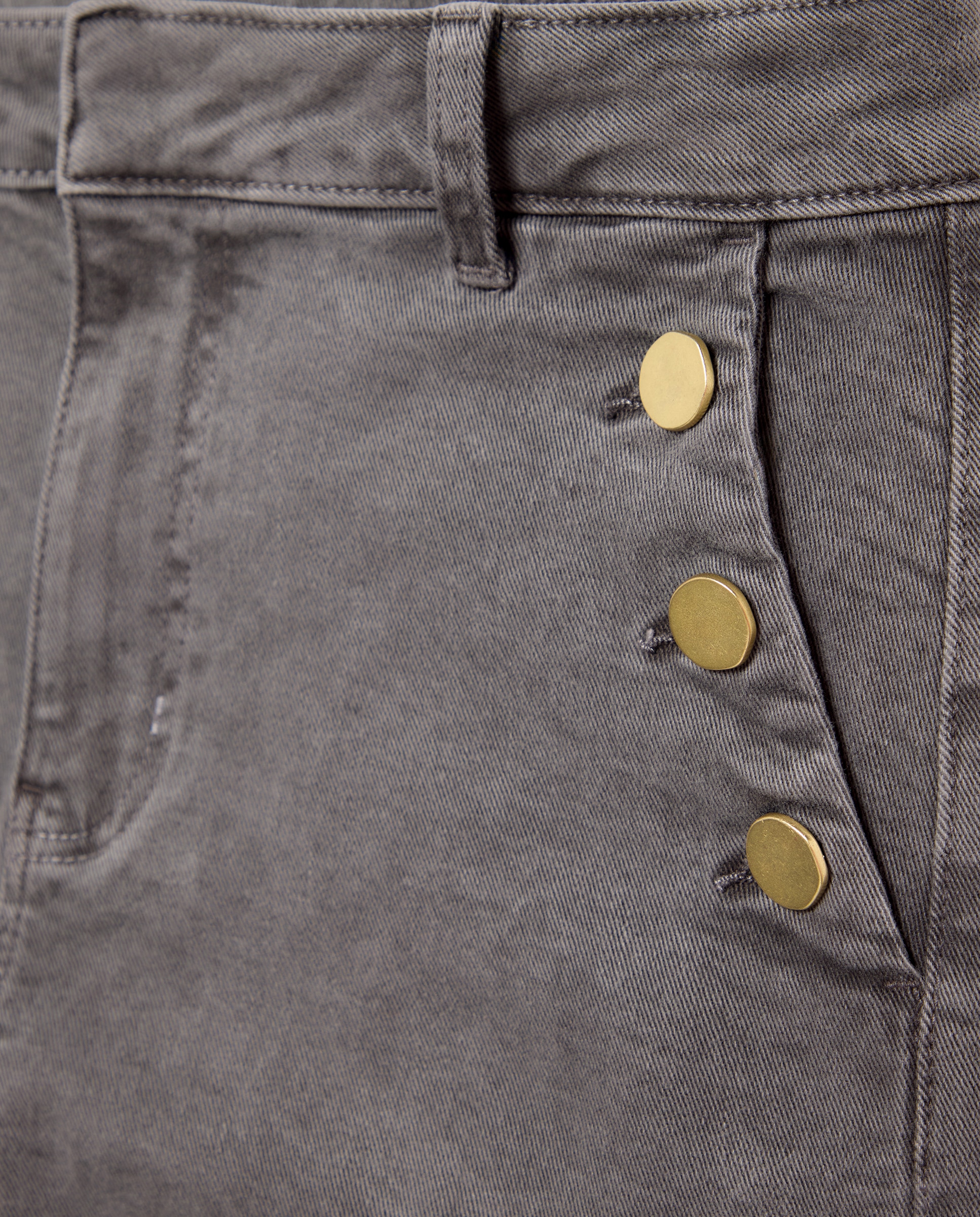 Pantalón denim de mujer crop culotte abotonado - Easy Wear - Gris Gris-5
