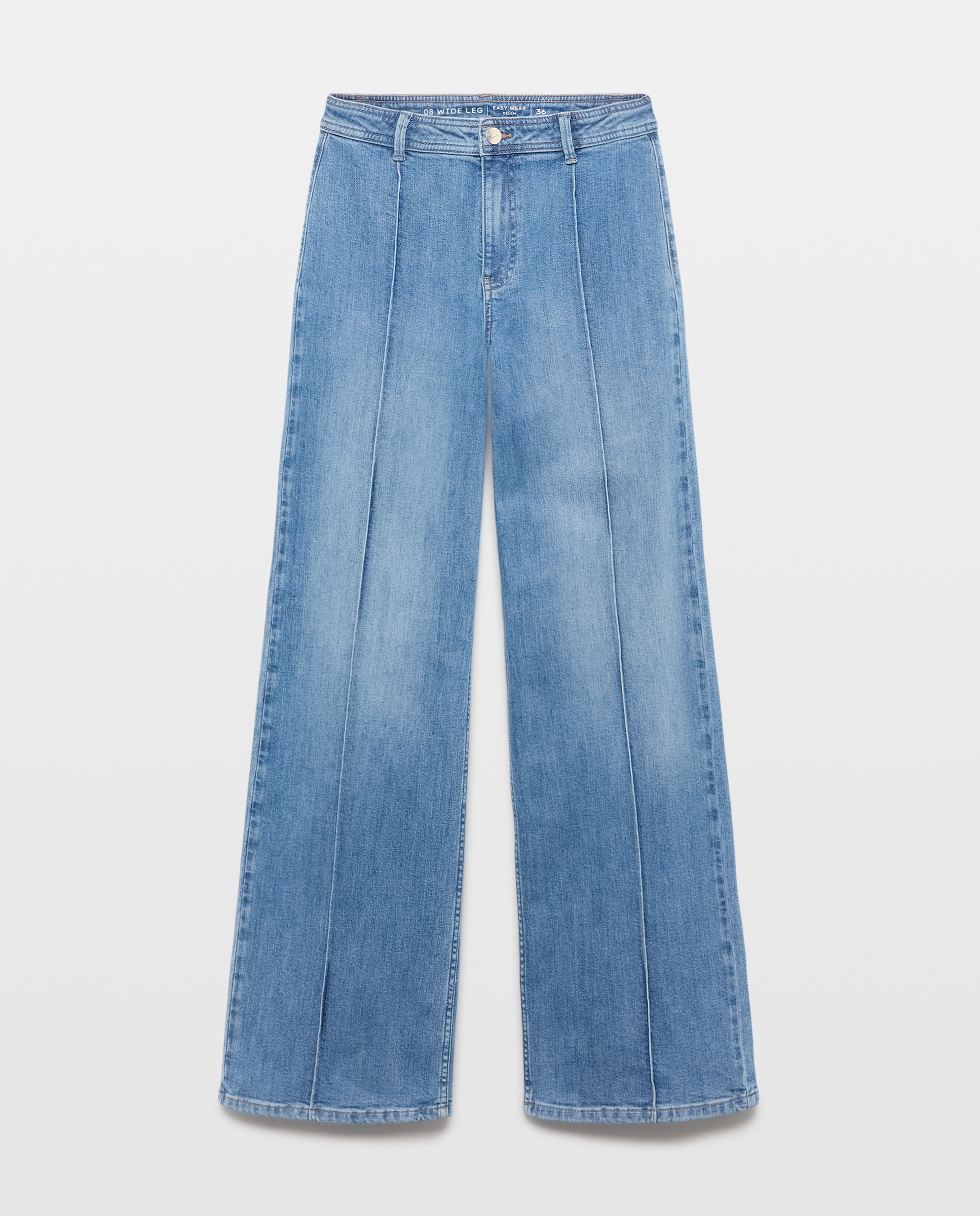 Jeans Wideleg com Costura Central Azul pálido-5