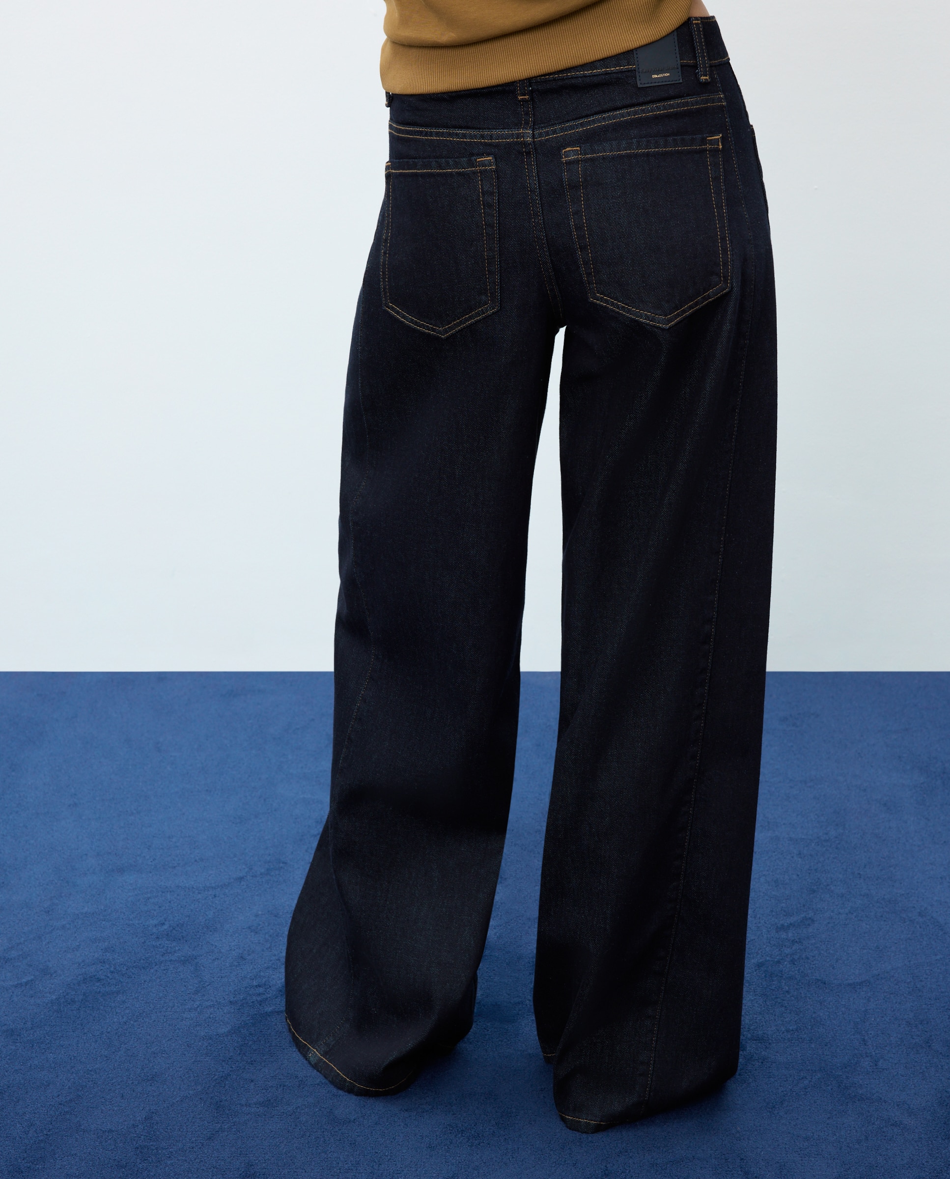 Pantalón denim de mujer palazzo con costura adelantada - Easy Wear - Azul Suave Azul Suave-3
