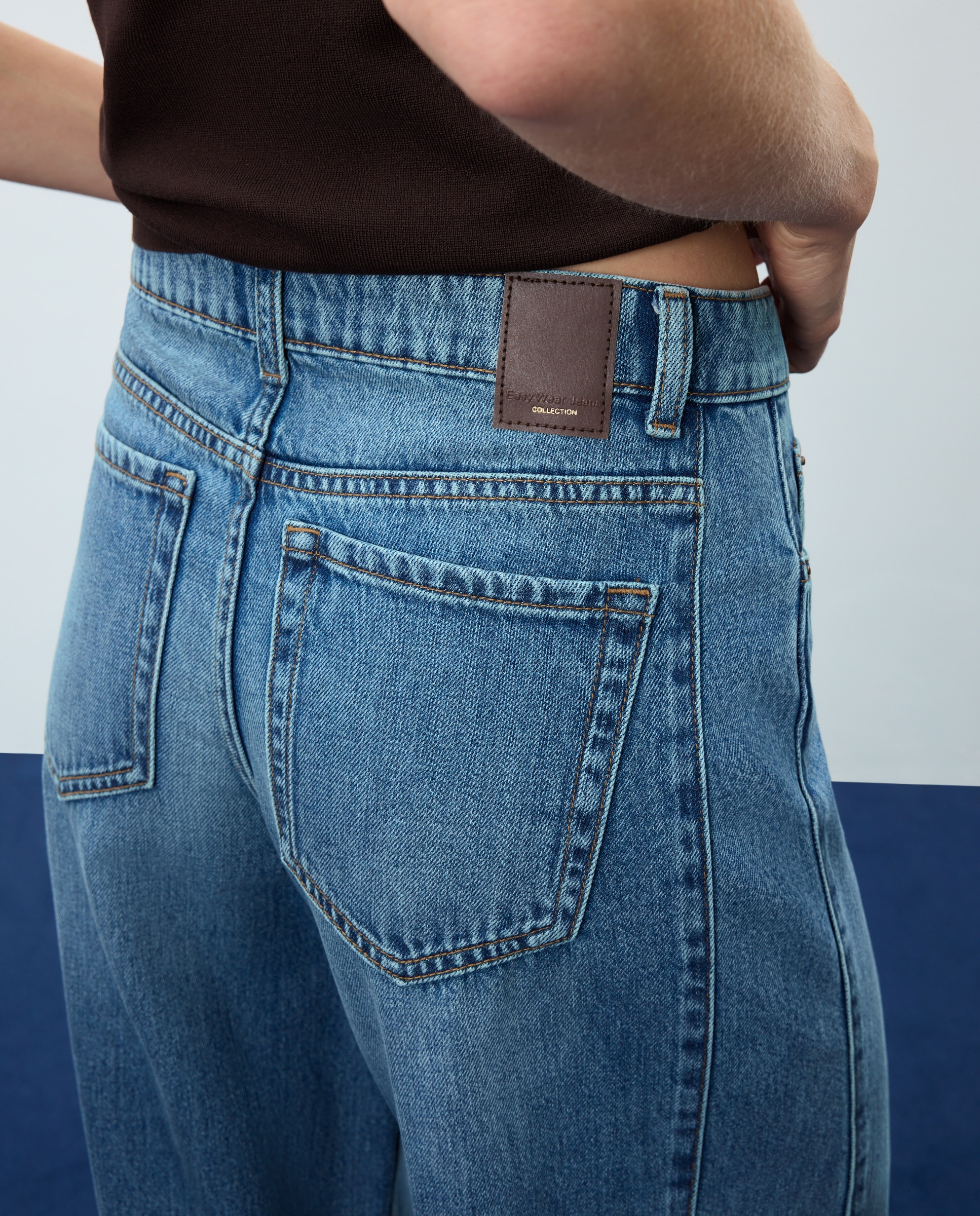 Jeans Palazzo com Costura à Frente Azul pálido-4