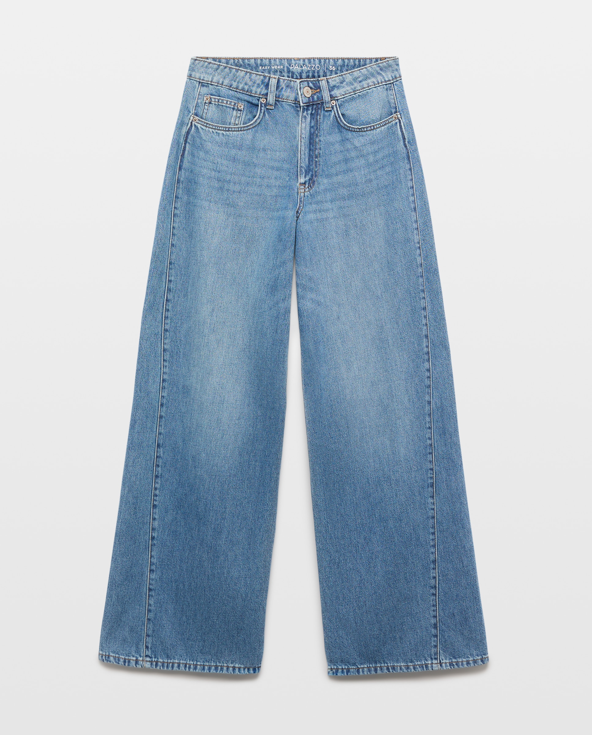 Jeans Palazzo com Costura à Frente Azul pálido-5