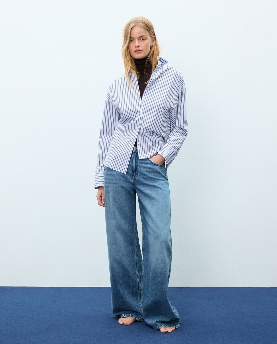 Imagen 0 de Pantalón denim  de mujer wideleg con cinturón Cerúleo
