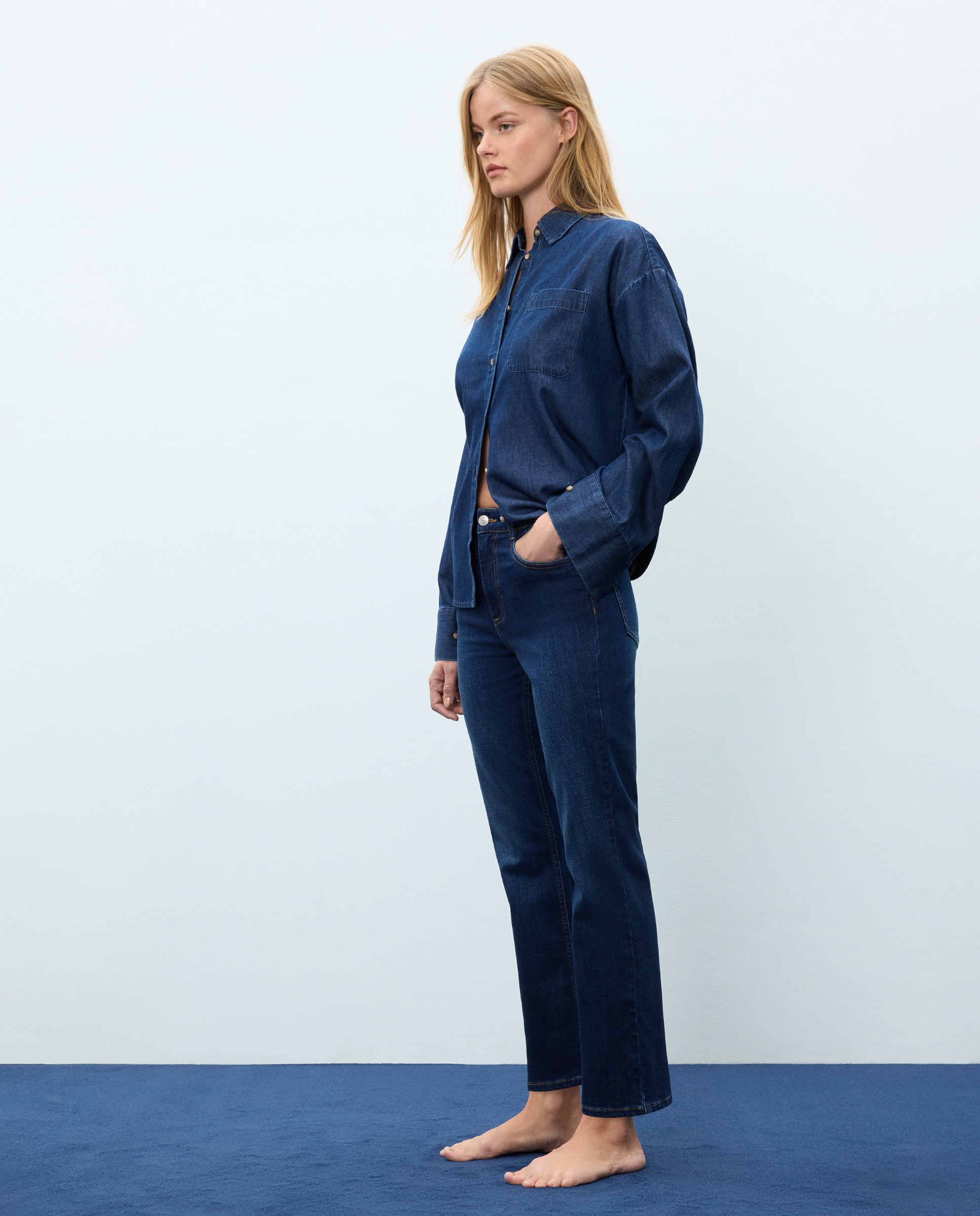 Pantalón denim de mujer crop flare - Easy Wear - Azul Suave Azul Suave-1