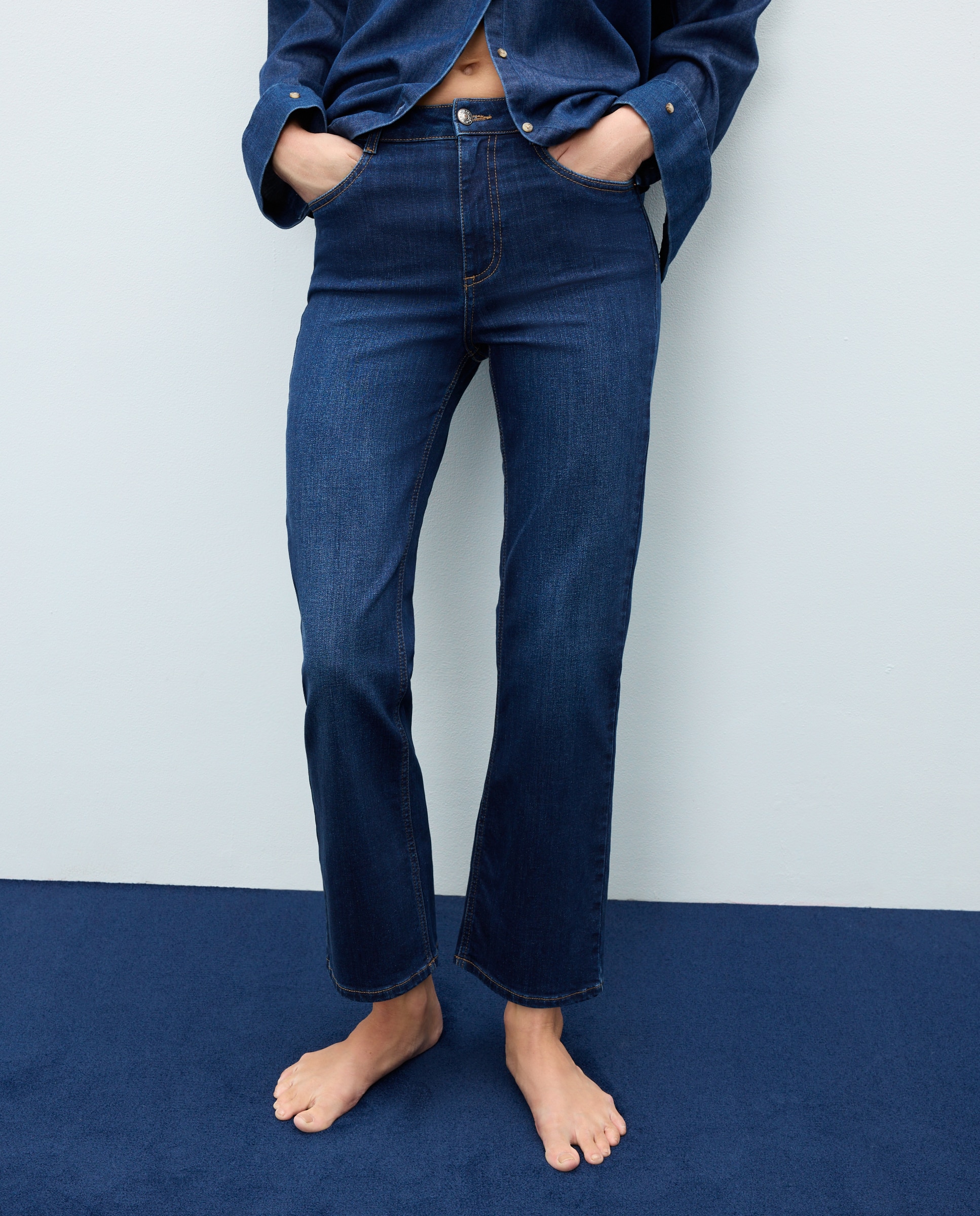 Pantalón denim de mujer crop flare - Easy Wear - Azul Suave Azul Suave-2