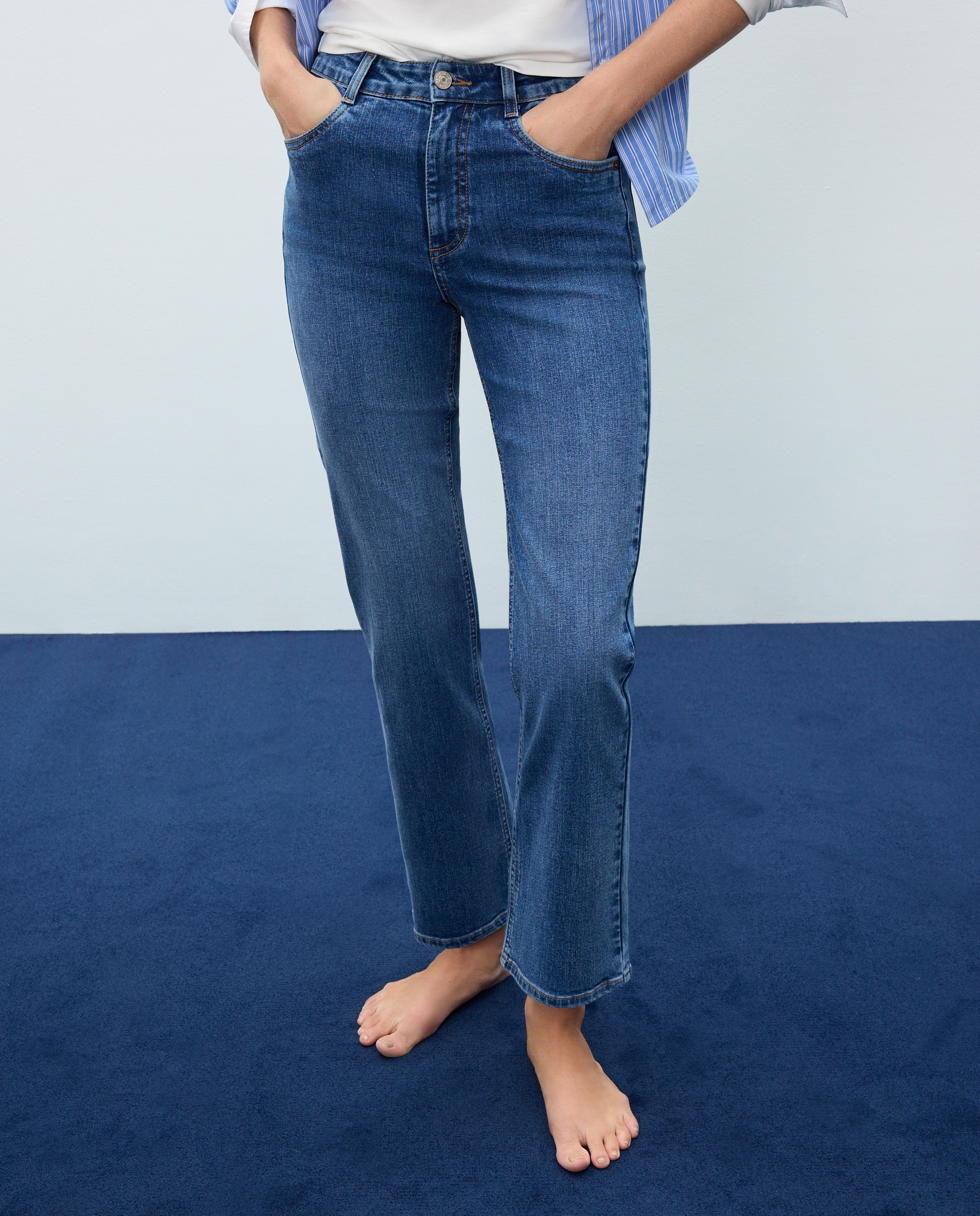Pantalón denim de mujer crop flare - Easy Wear - Azul pálido Azul pálido-2
