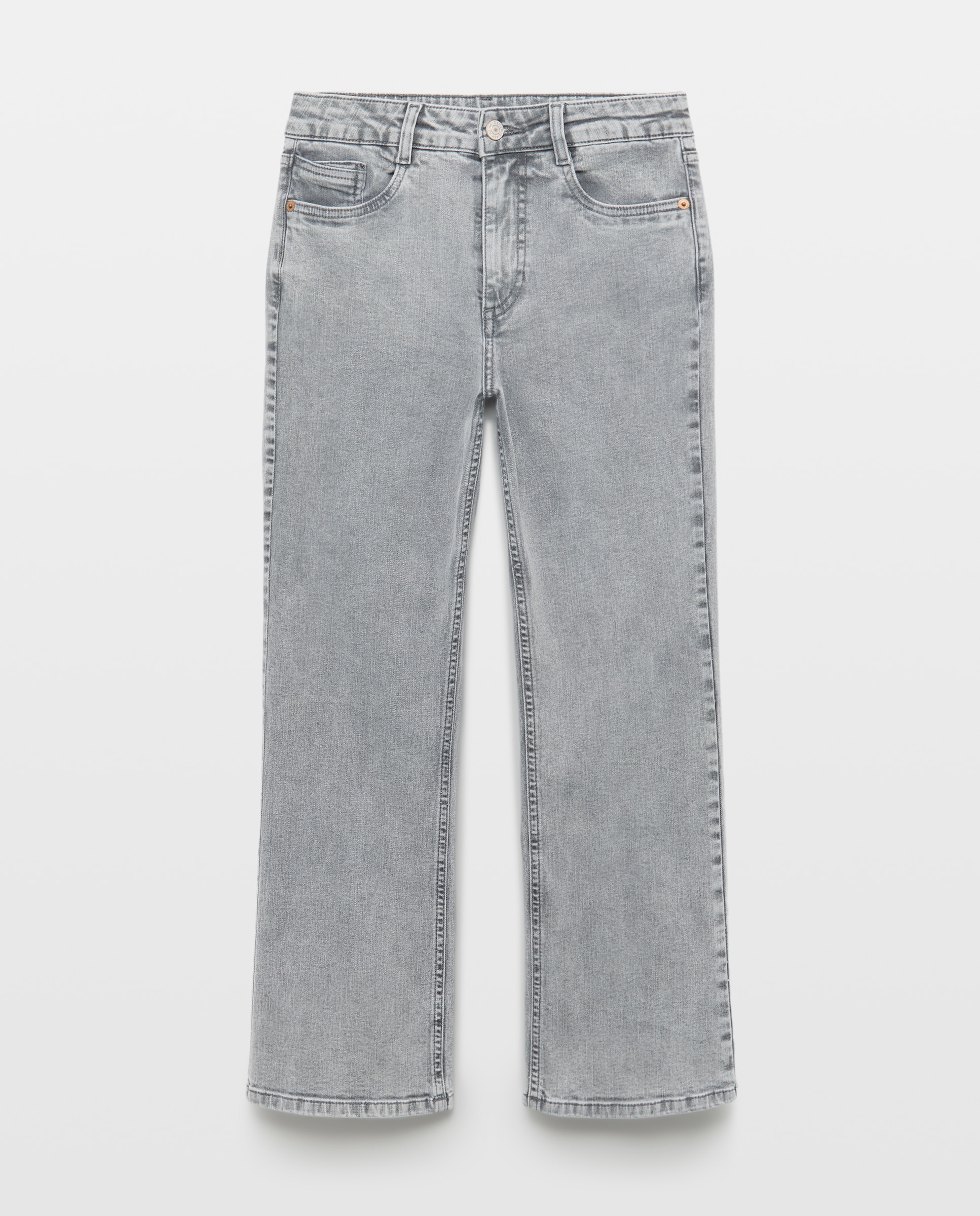 Jeans Cropped Flare Cinzento-4