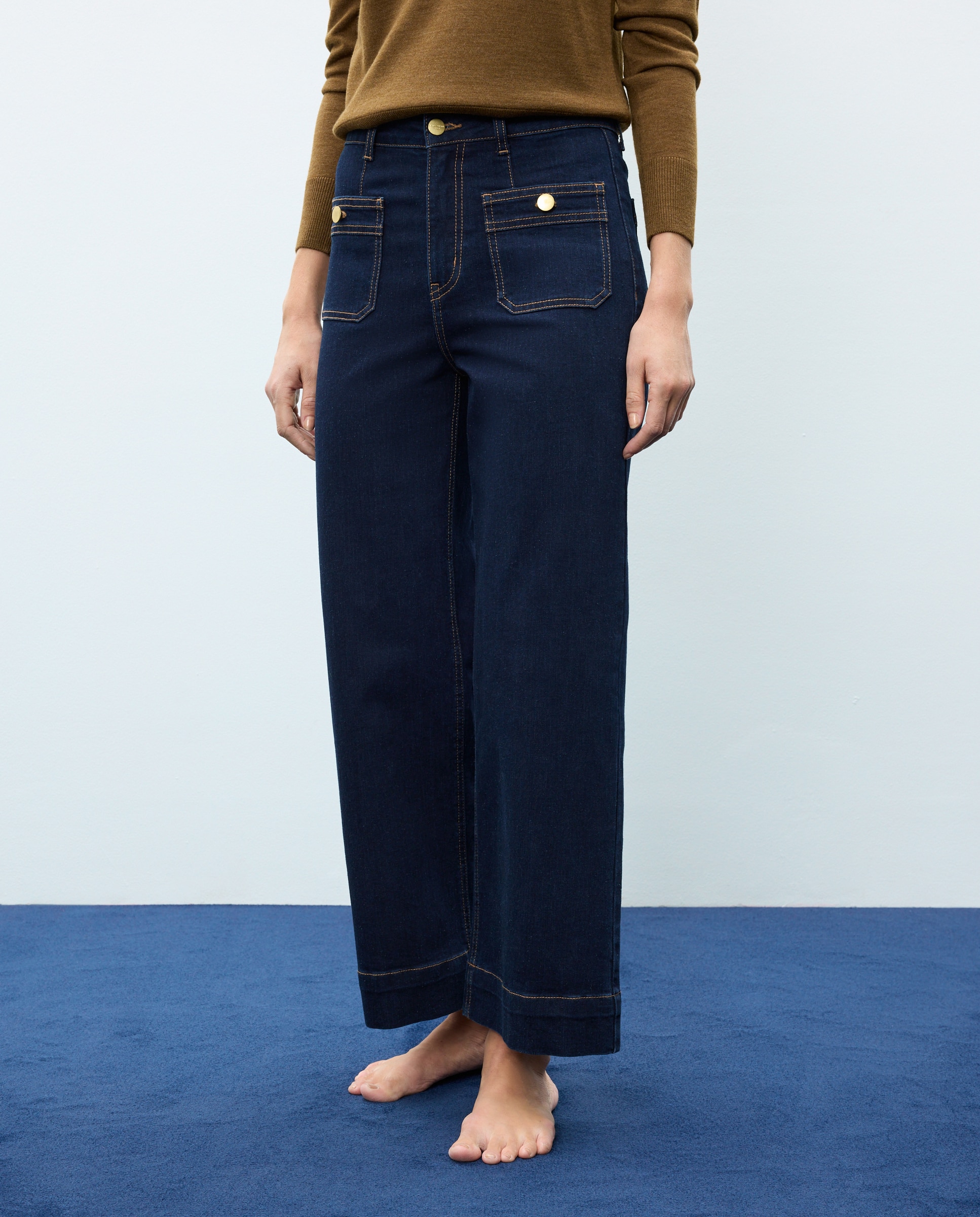 Pantalón denim de mujer crop culotte - Easy Wear - Indigo Indigo-2