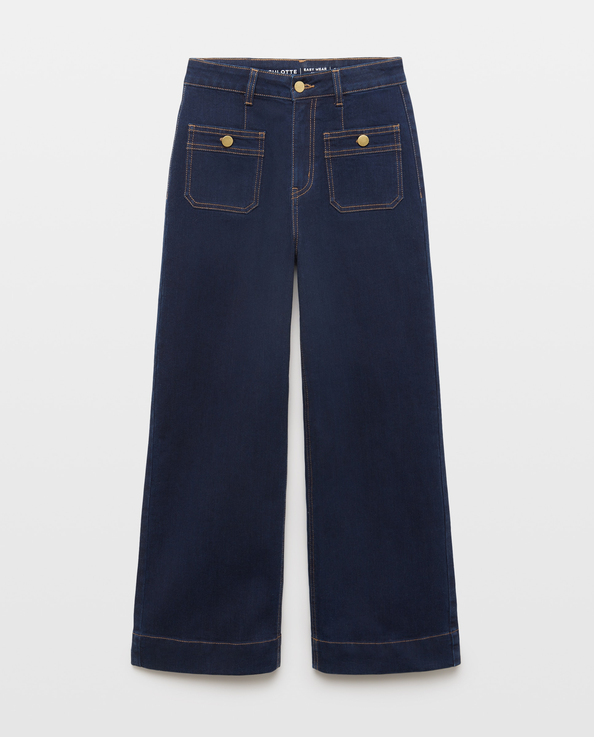 Pantalón denim de mujer crop culotte - Easy Wear - Indigo Indigo-4