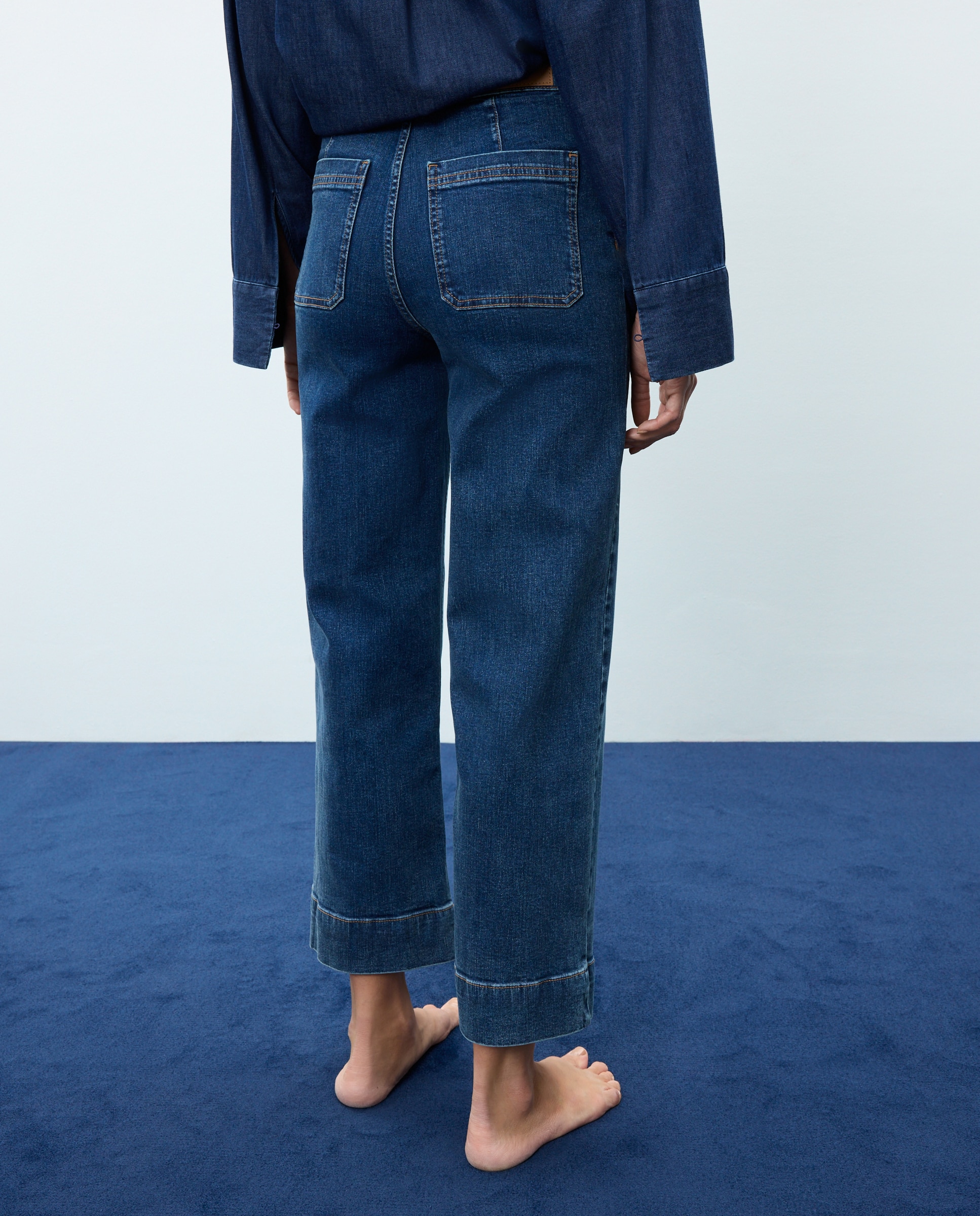 Pantalón denim de mujer crop culotte - Easy Wear - Azul Suave Azul Suave-3