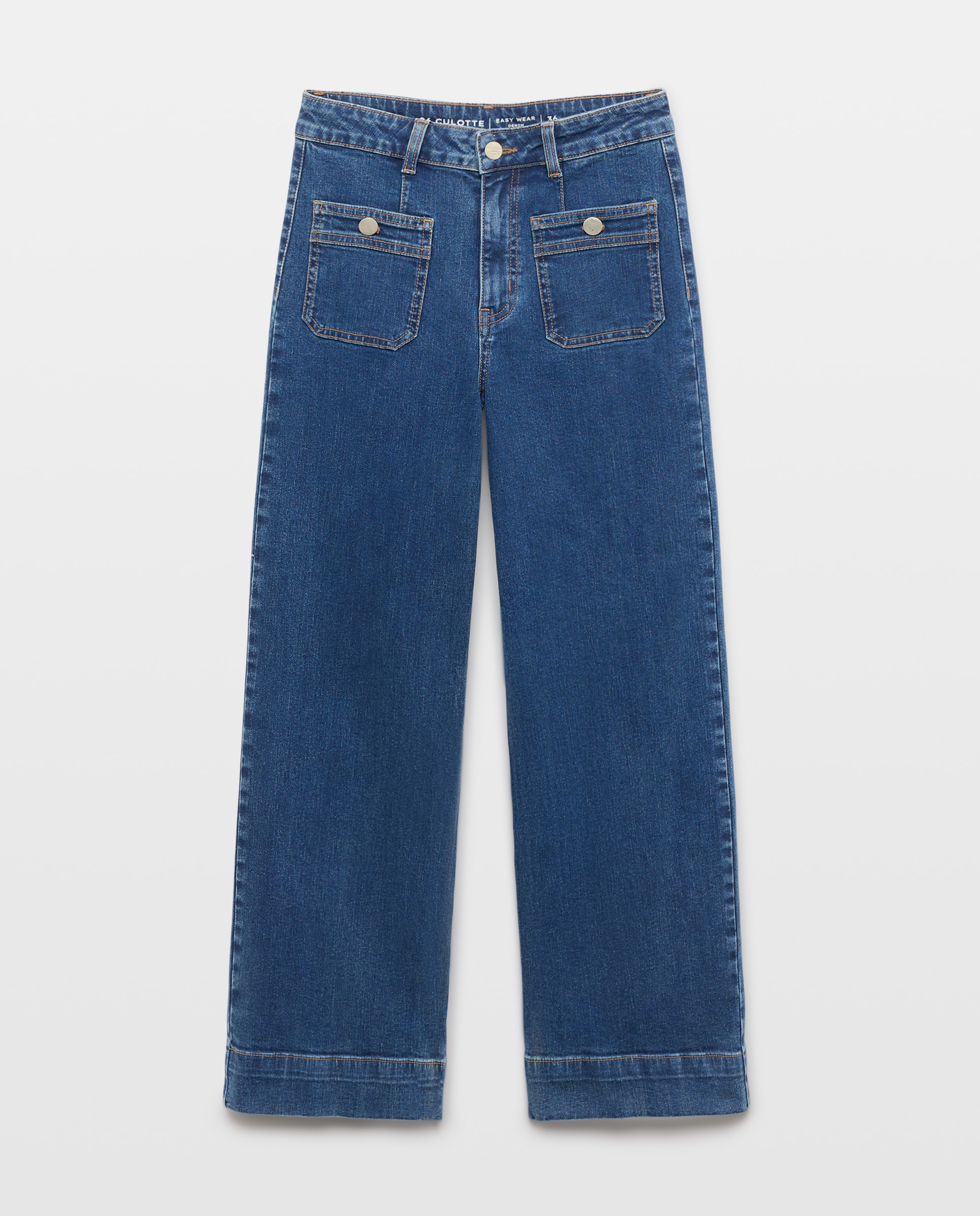Pantalón denim de mujer crop culotte - Easy Wear - Azul Suave Azul Suave-4
