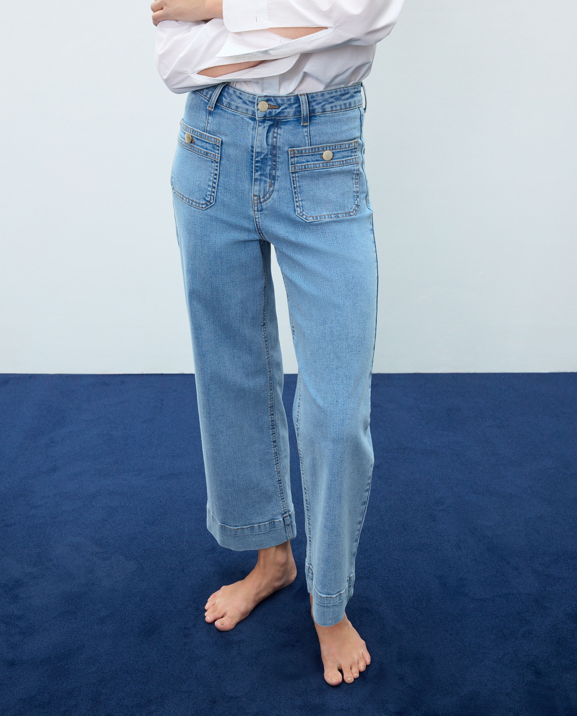 Pantalón denim de mujer crop culotte - Easy Wear - Azul pálido Azul pálido-2