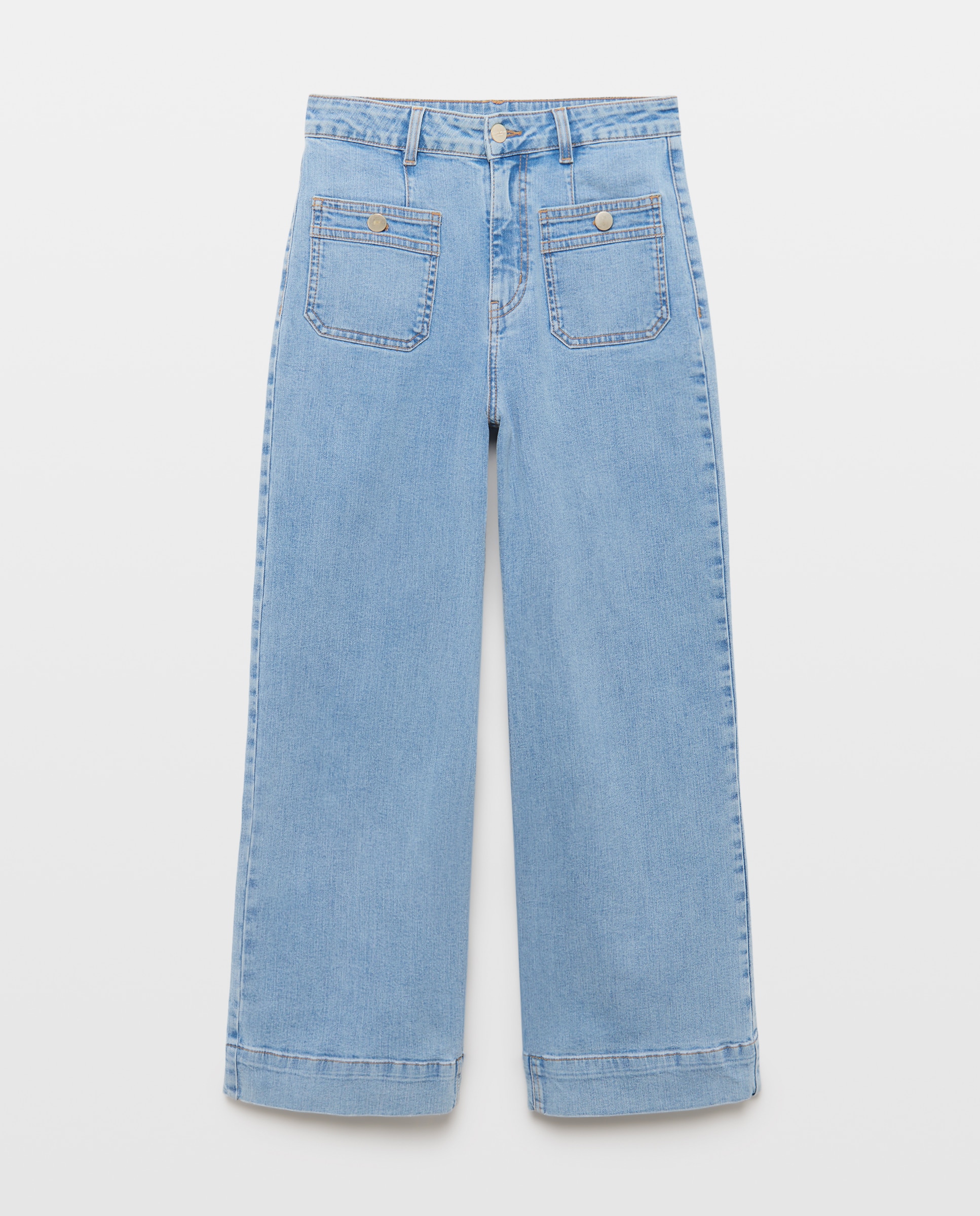 Pantalón denim de mujer crop culotte - Easy Wear - Azul pálido Azul pálido-4