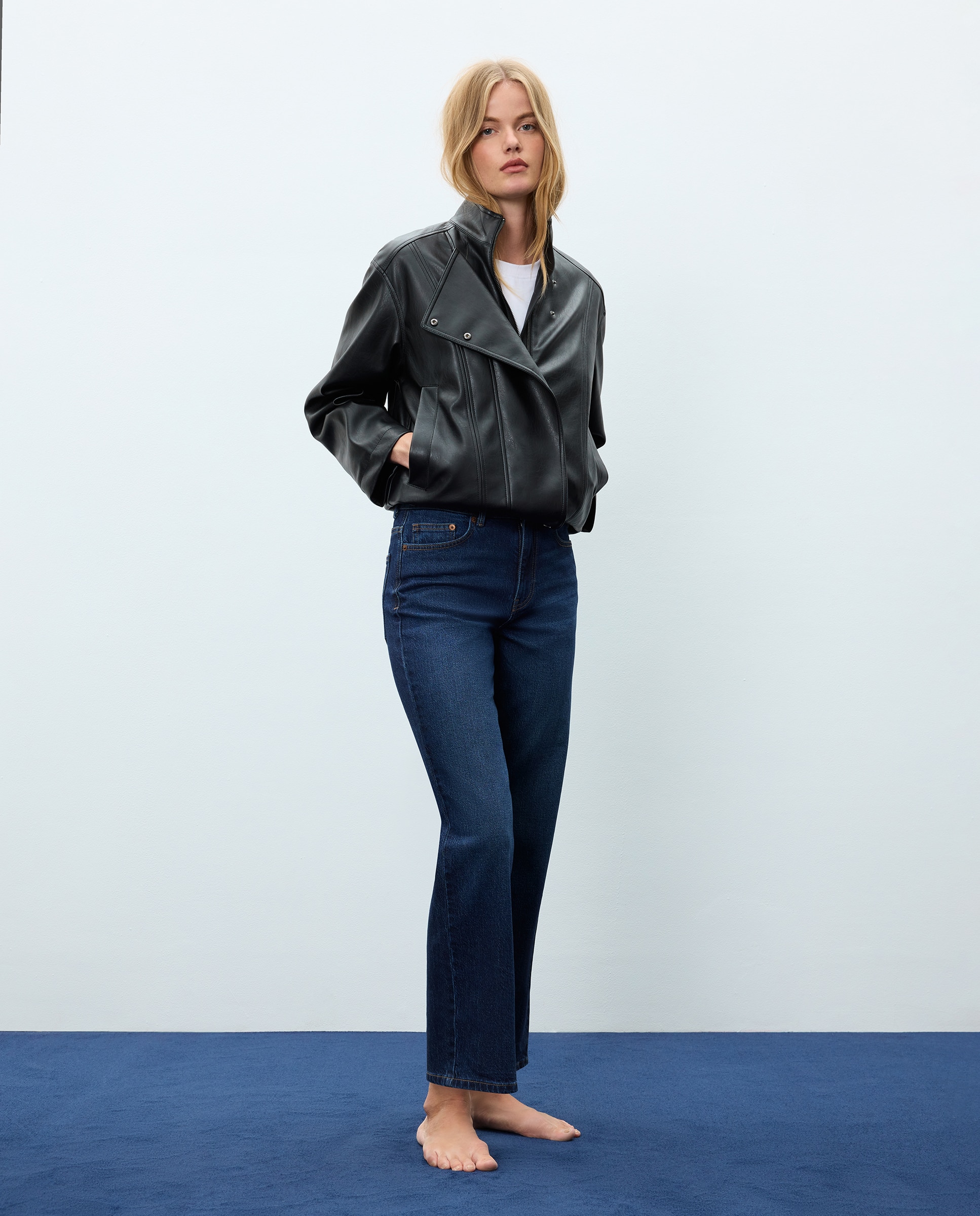 Pantalón denim de mujer recto - Easy Wear - Azul Suave Azul Suave-1