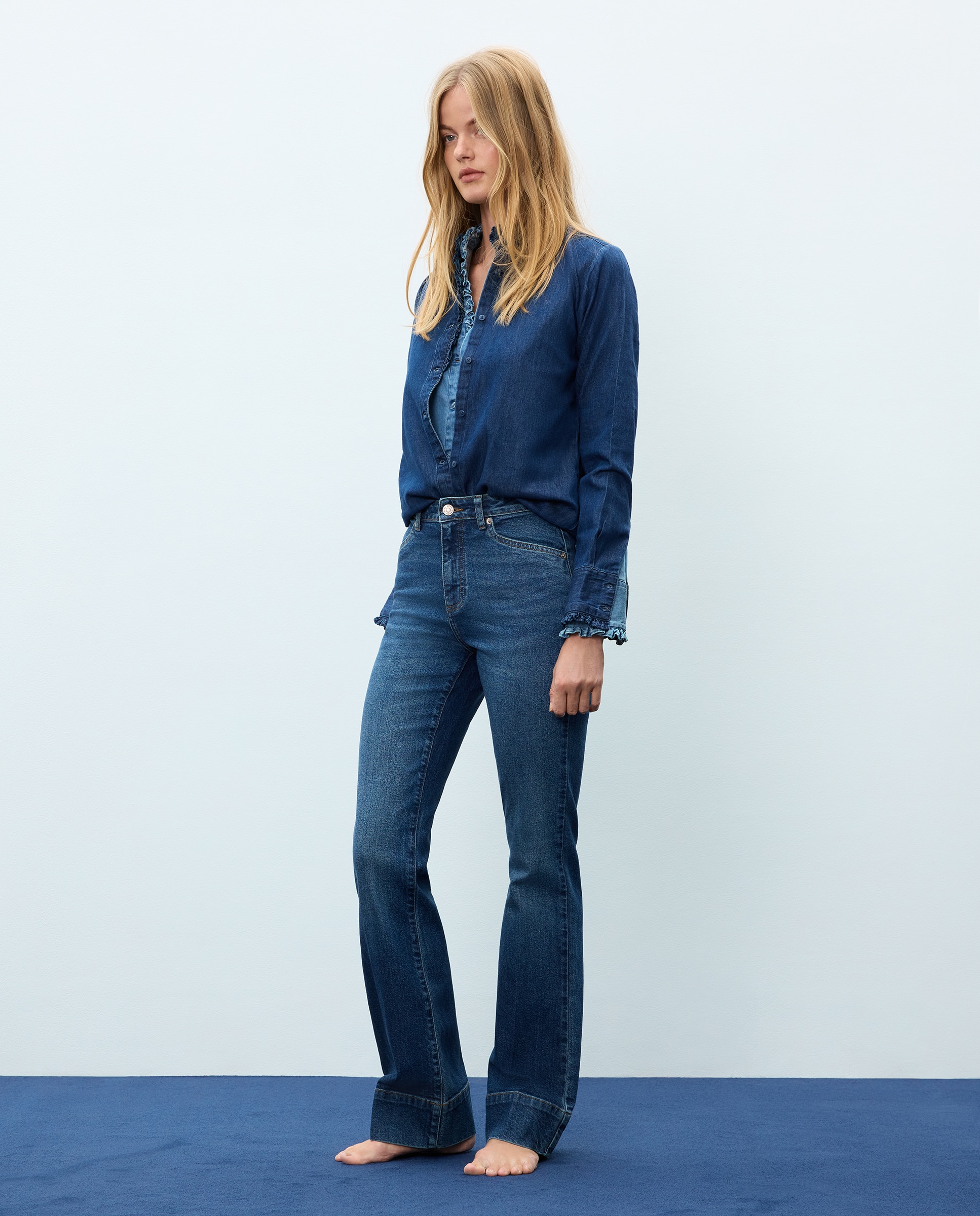 Pantalón denim de mujer bootcut - Easy Wear - Azul pálido Azul pálido-1