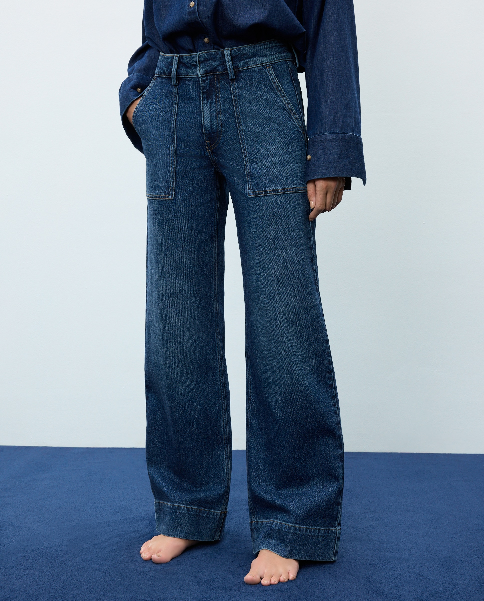Jeans Carpenter com Bolsos Azul pálido-2