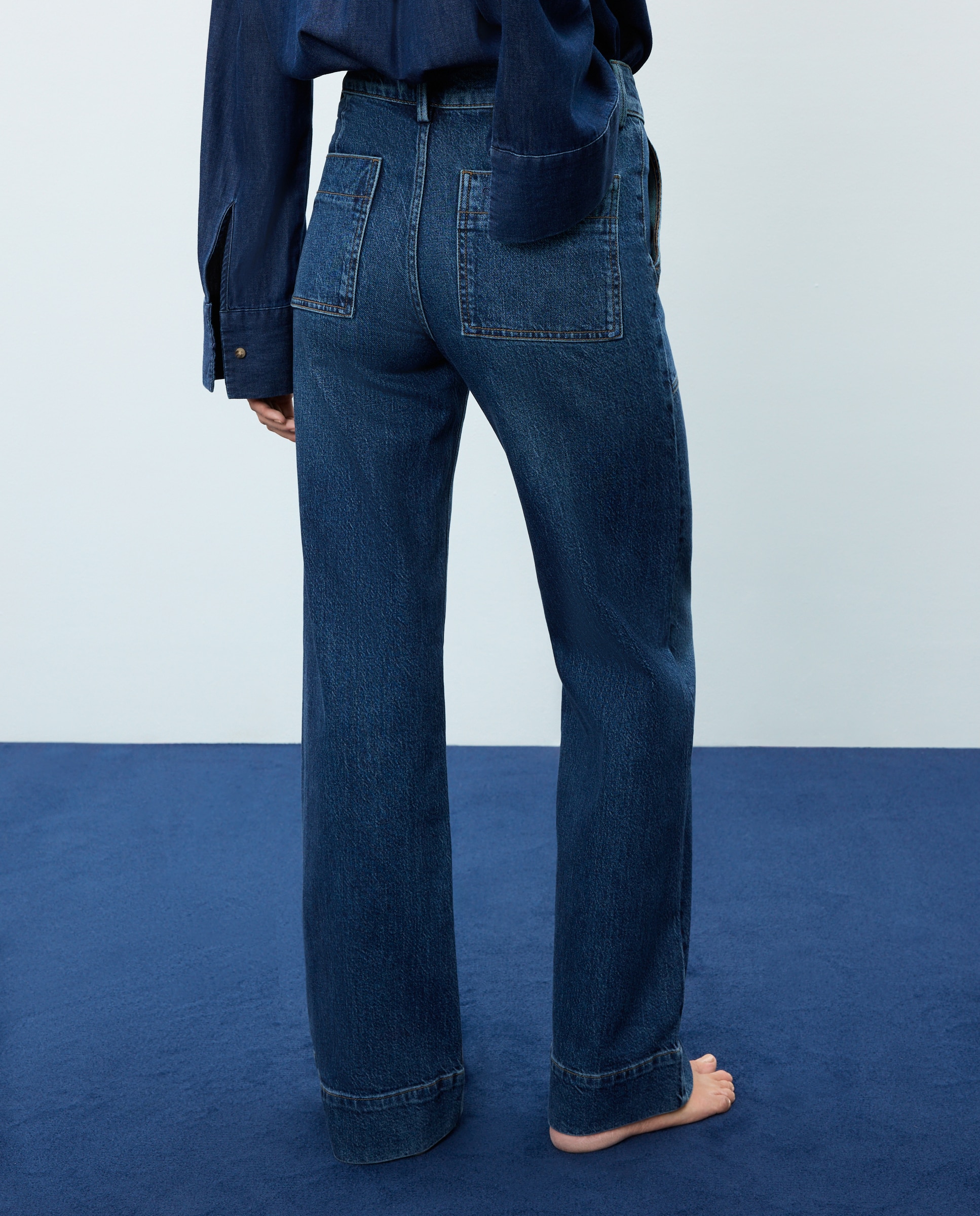 Jeans Carpenter com Bolsos Azul pálido-3