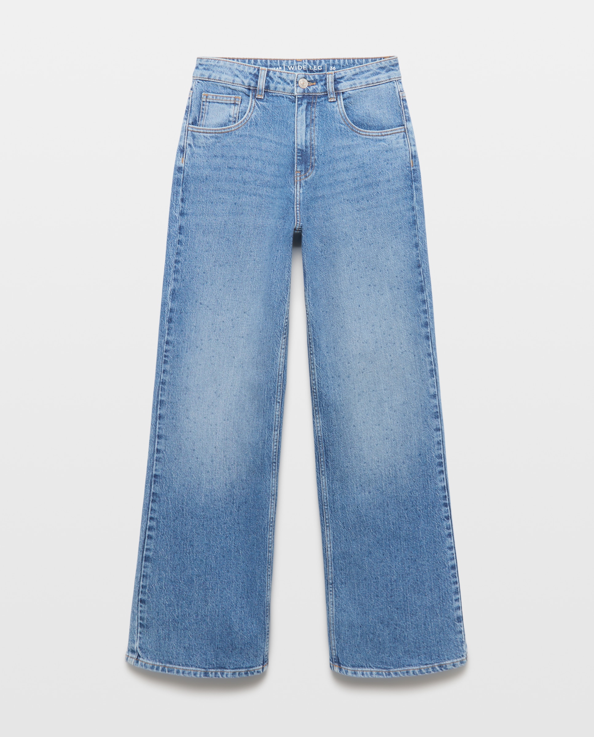 Pantalón denim de mujer wideleg con trenza en bolsillos - Easy Wear - Azul pálido Azul pálido-5