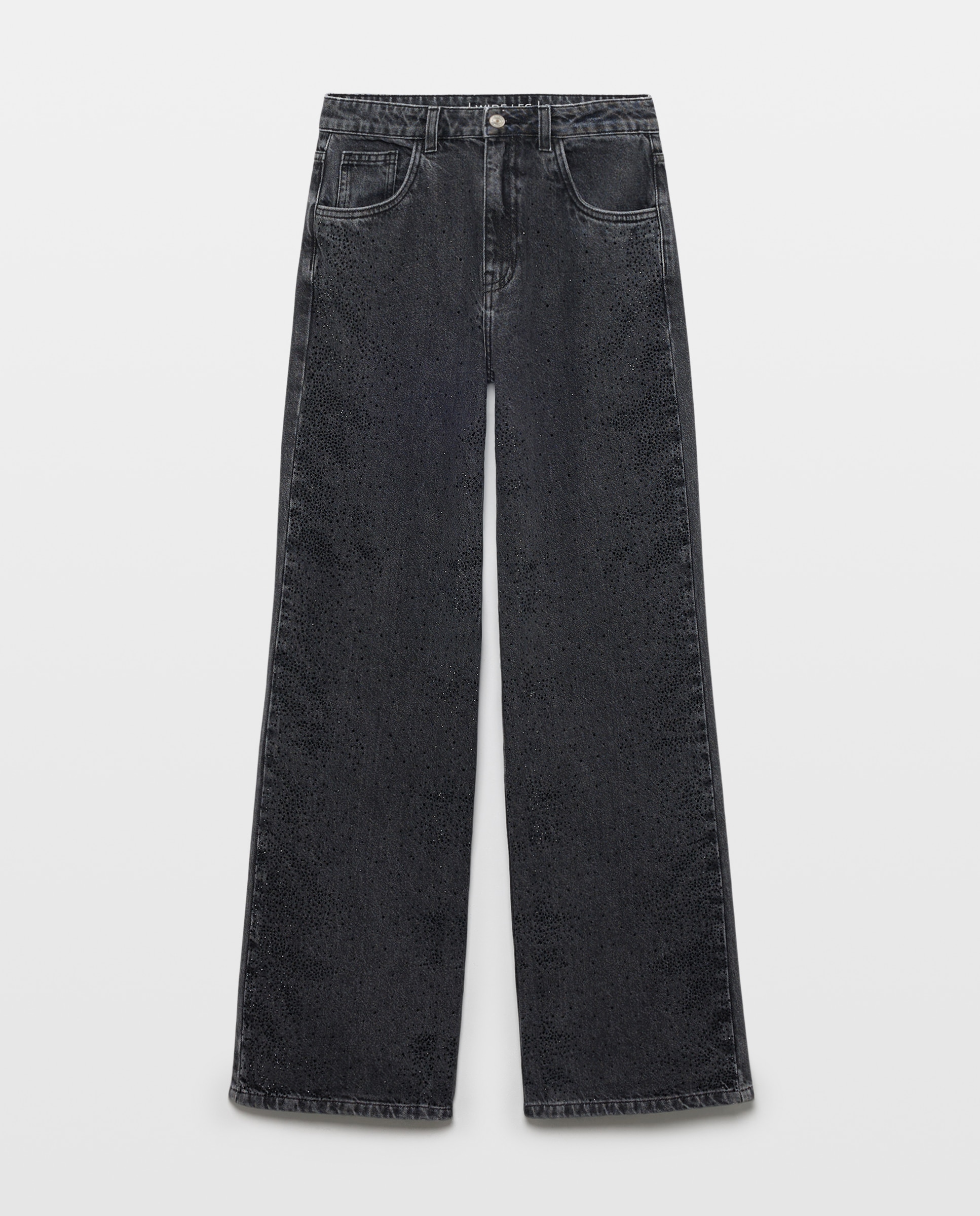 Jeans Wideleg com Trança nos Bolsos Cinzento-5