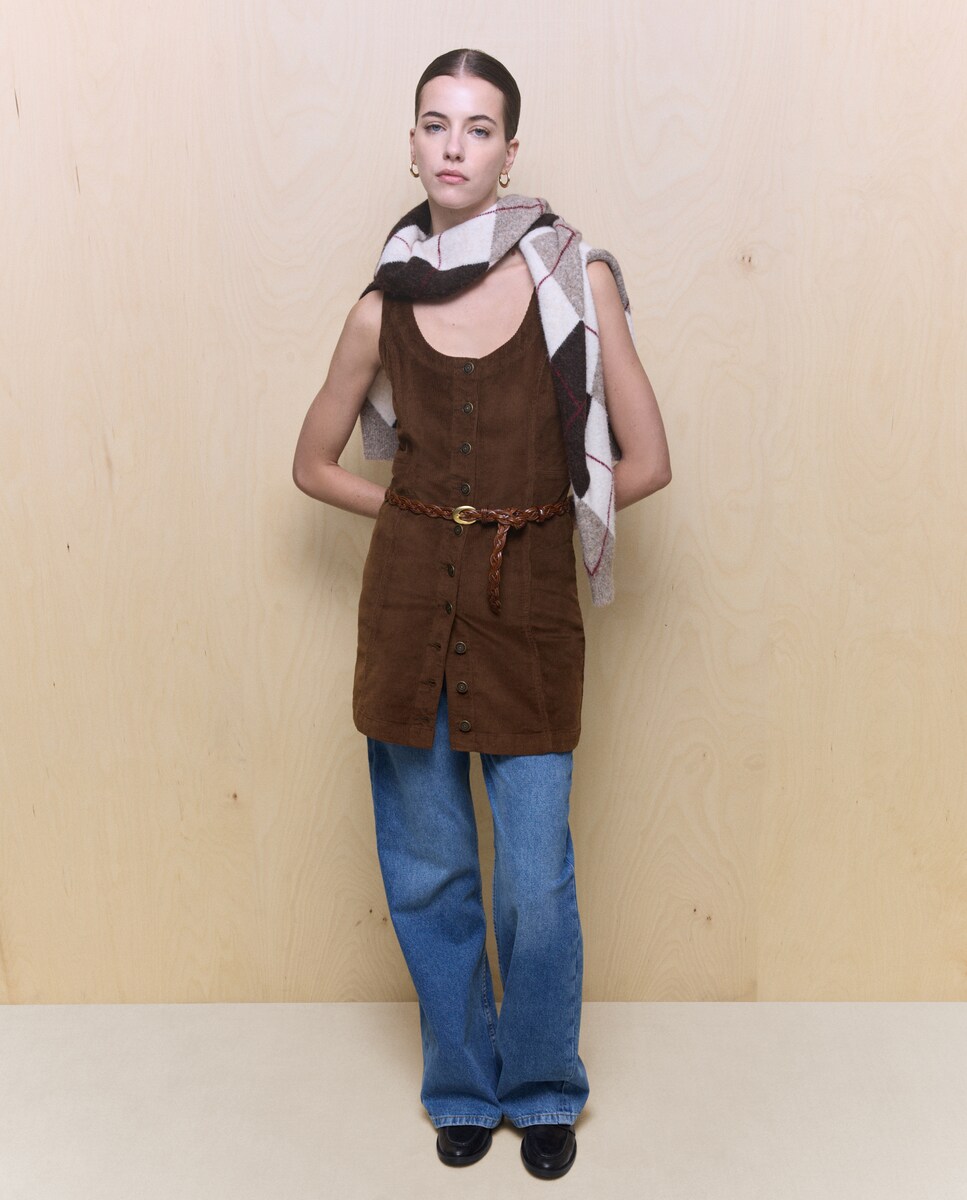 INSPIRE CHIC Vestido De Pana Para Mujer Tirantes Ajustables A-line