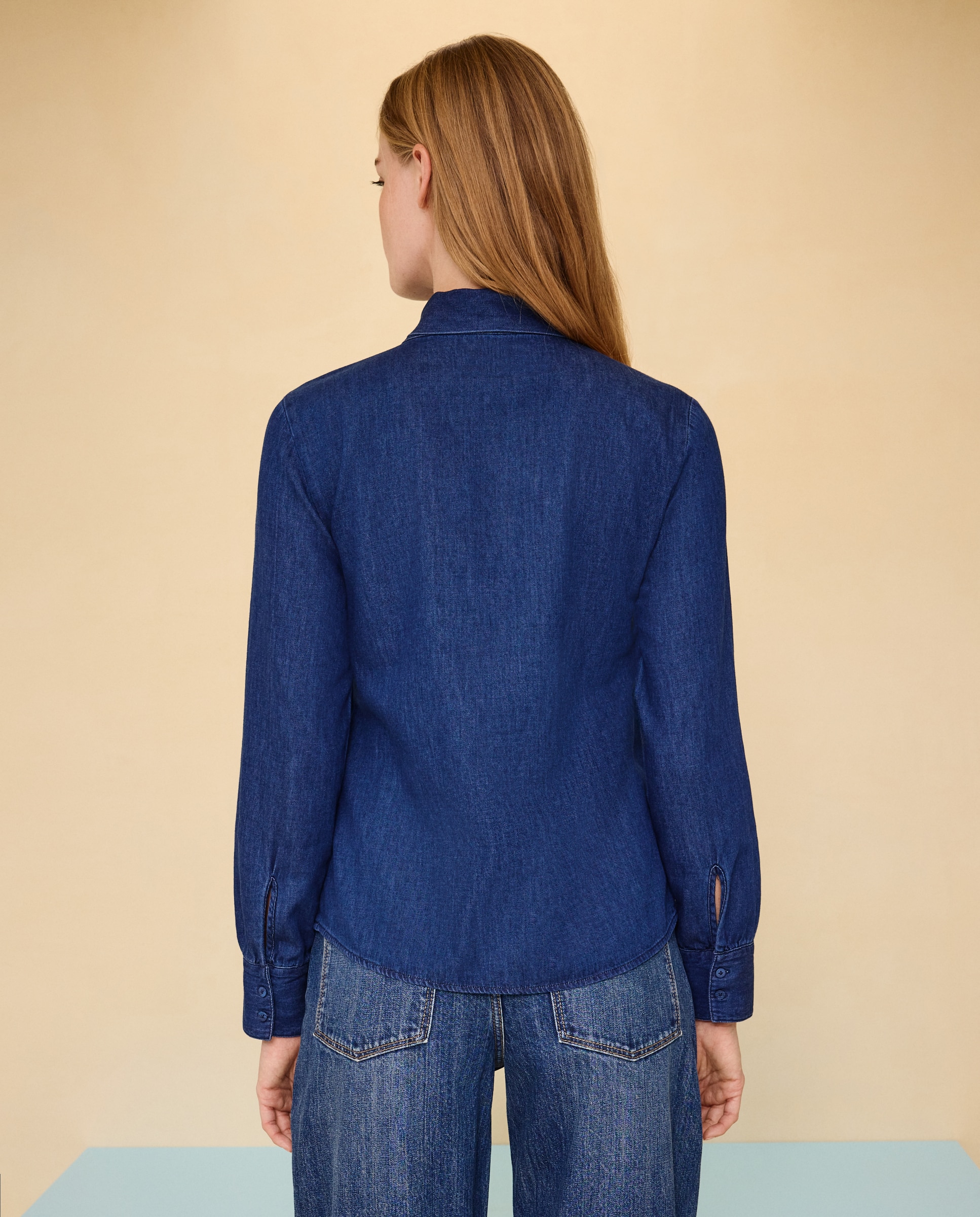 Imagen 3 de Blusa vaquera de mujer con lazada al cuello - Easy Wear - Azul Suave Azul Suave