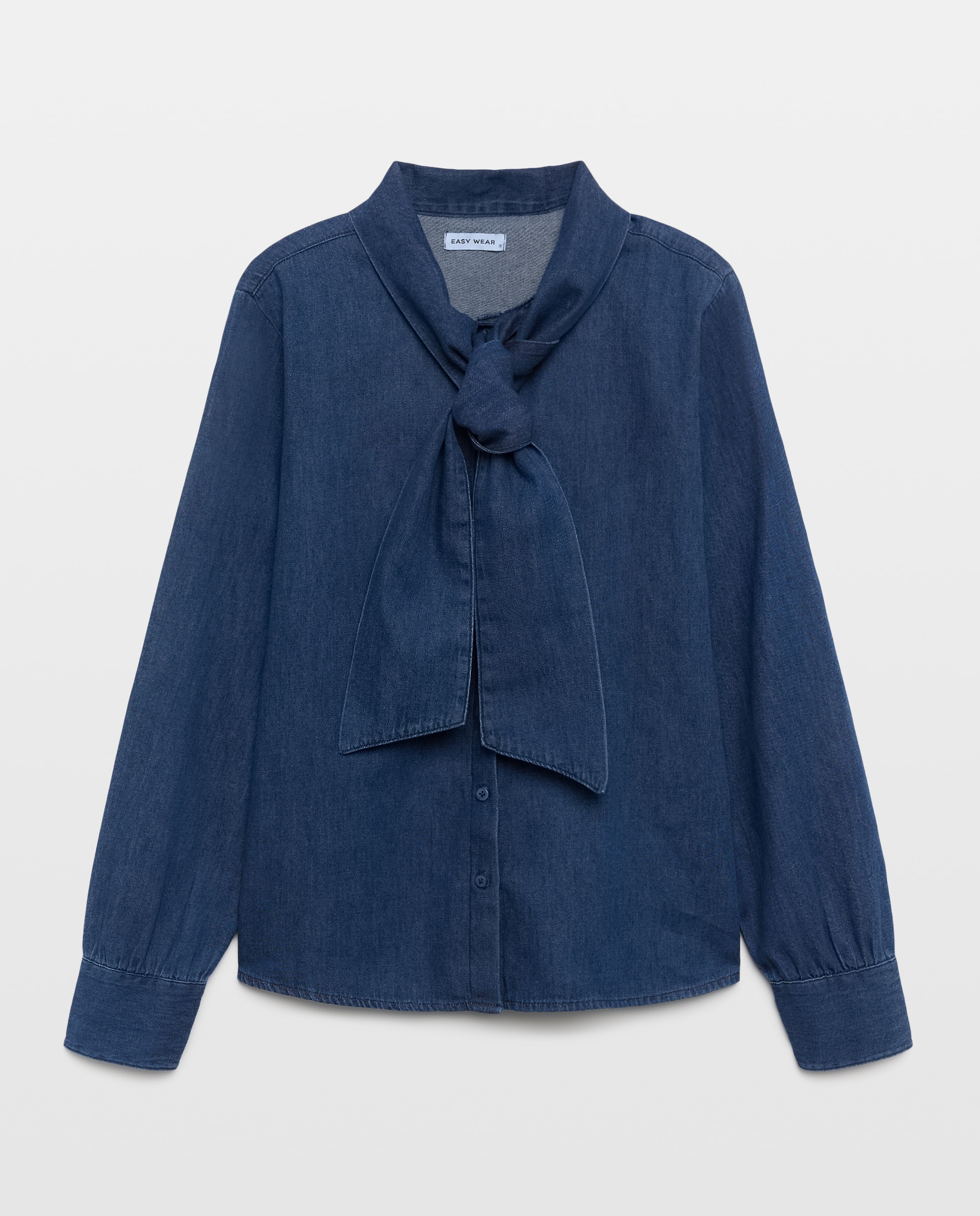 Imagen 4 de Blusa vaquera de mujer con lazada al cuello - Easy Wear - Azul Suave Azul Suave