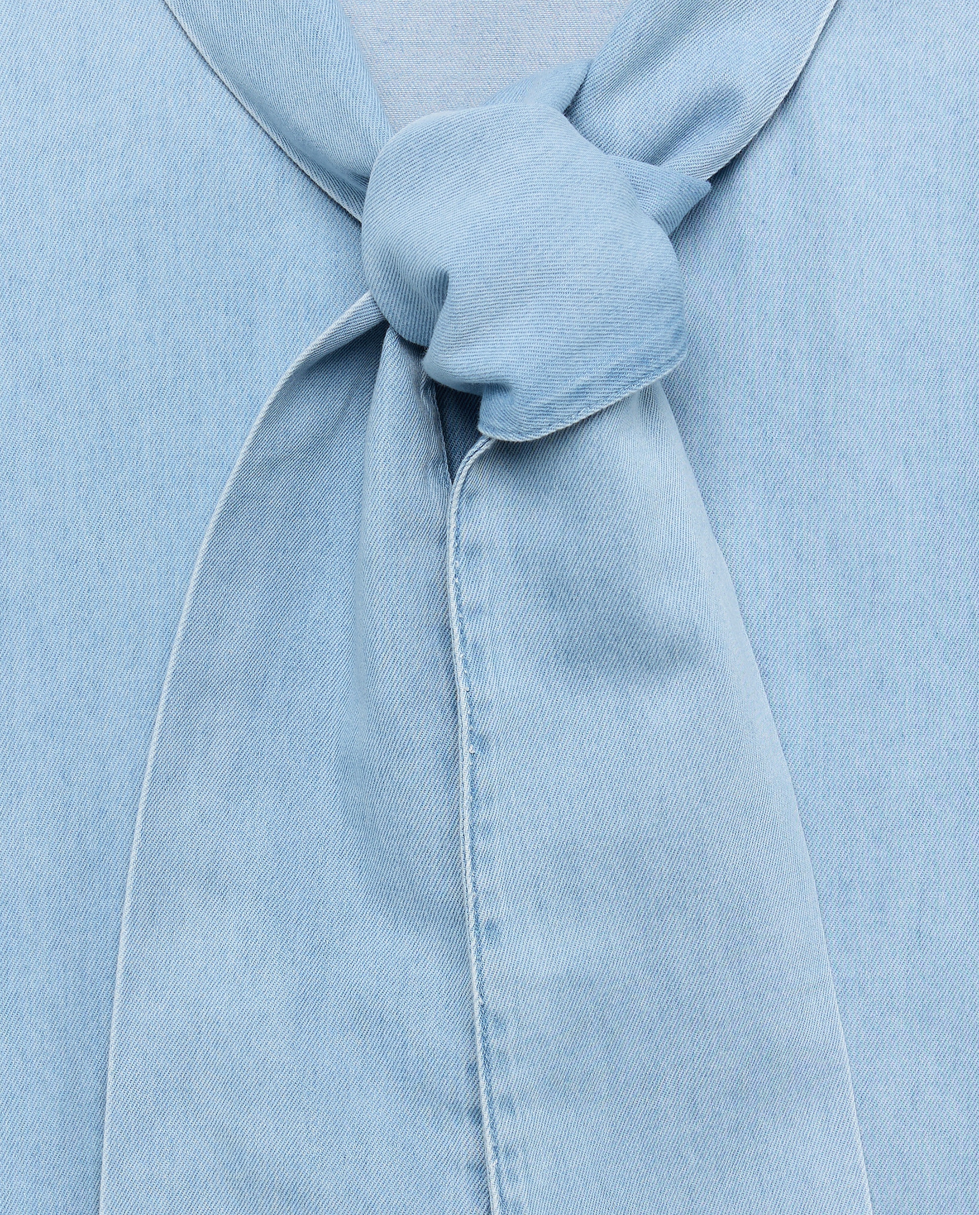 Imagen 5 de Blusa vaquera de mujer con lazada al cuello - Easy Wear - Azul pálido Cerúleo