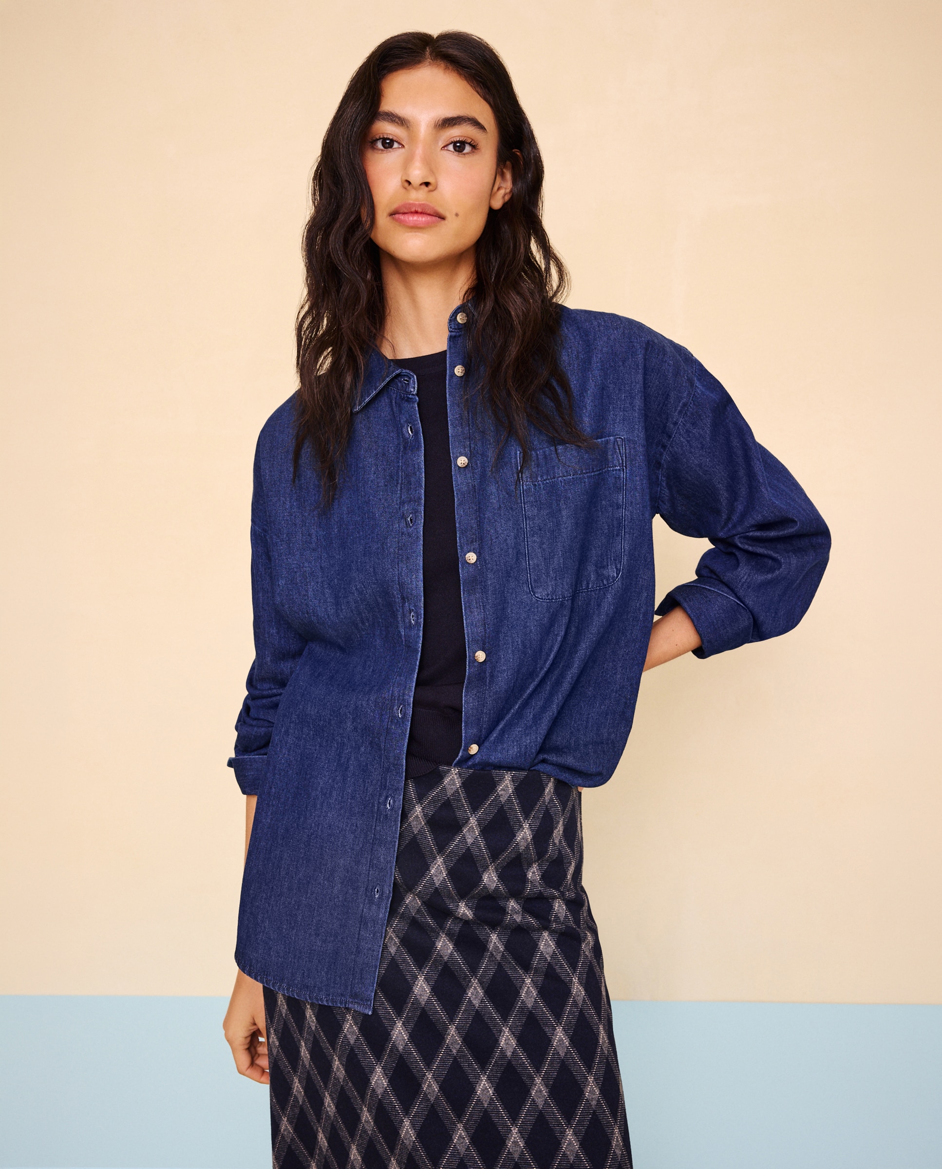 Camisa denim de mujer regular fit - Easy Wear - Azul Suave Azul Suave-1