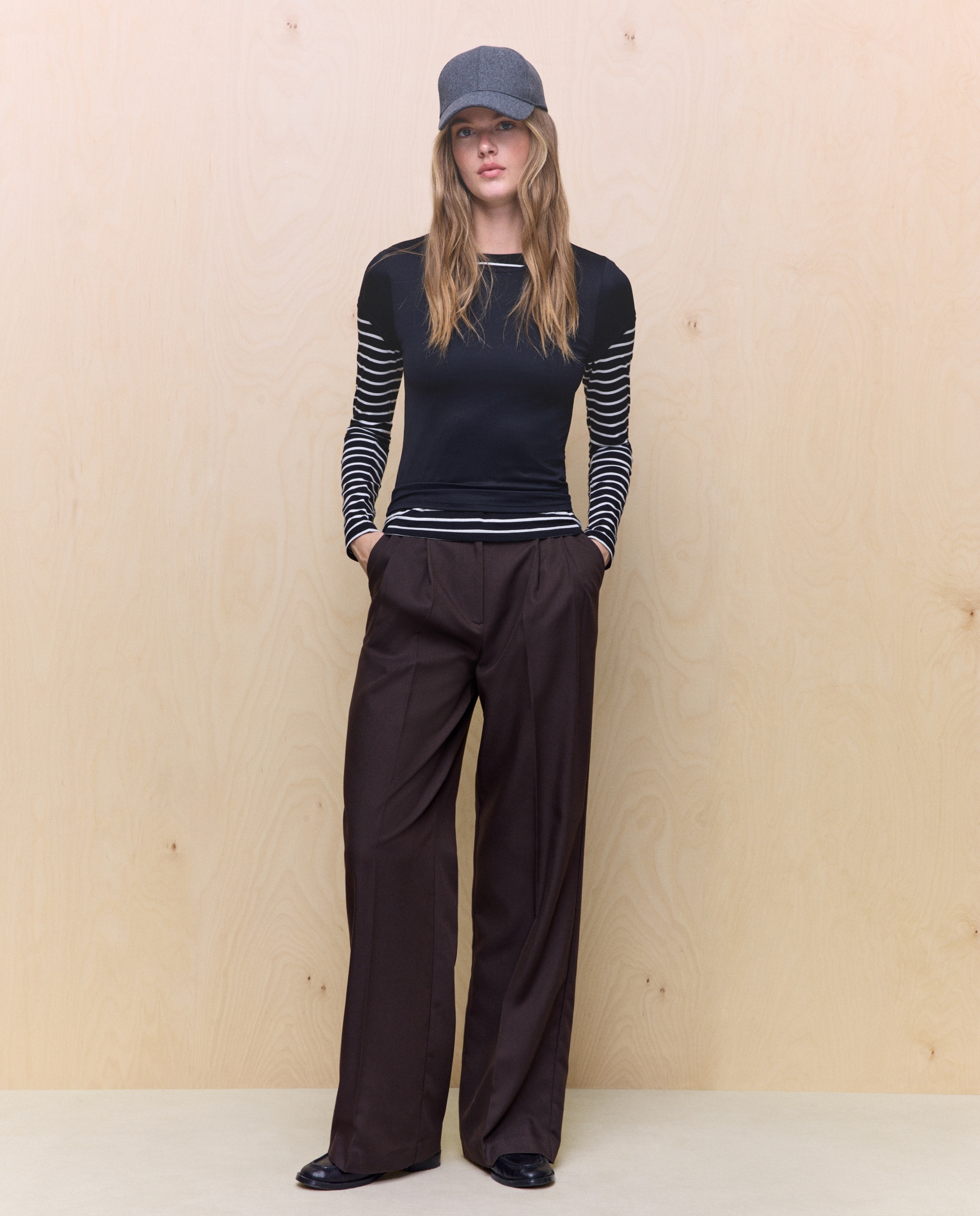 Camisola de manga comprida com decote redondo Preto-2