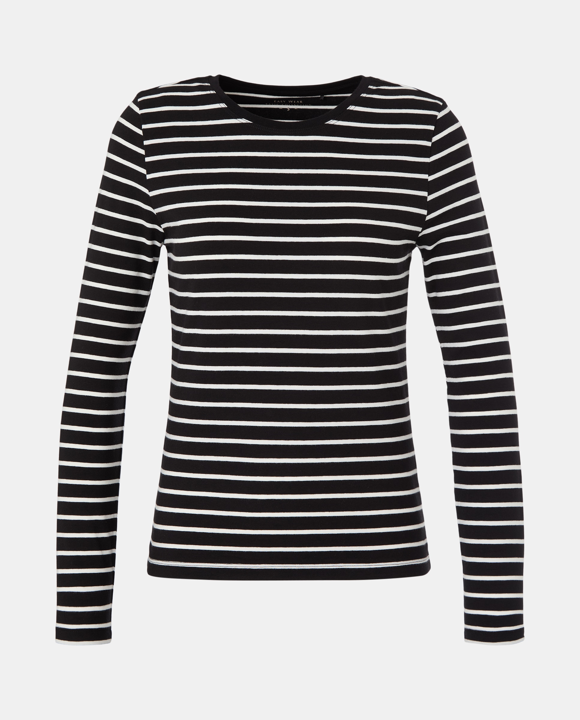 Camisola de manga comprida com decote redondo Preto-5