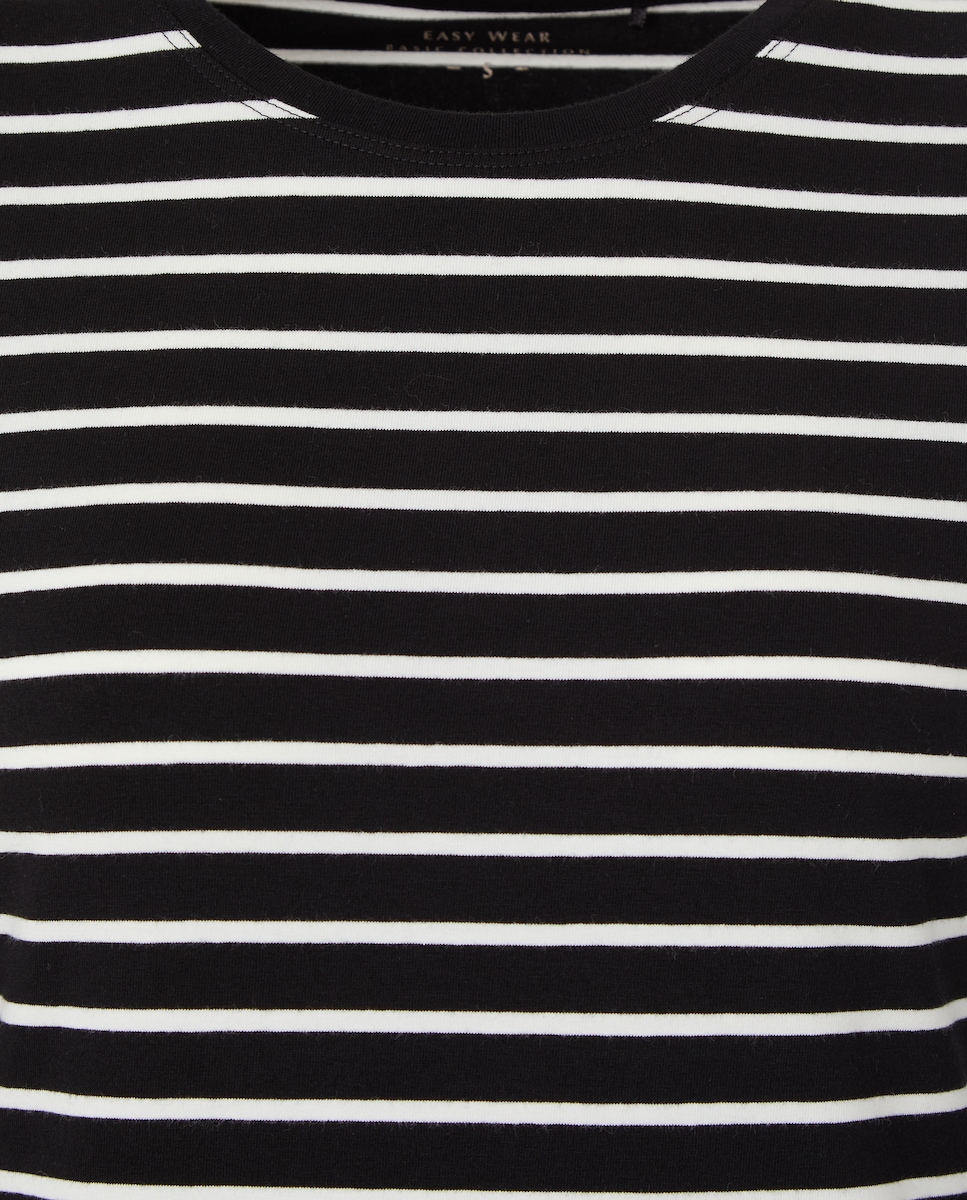 Camisola de manga comprida com decote redondo Preto-6