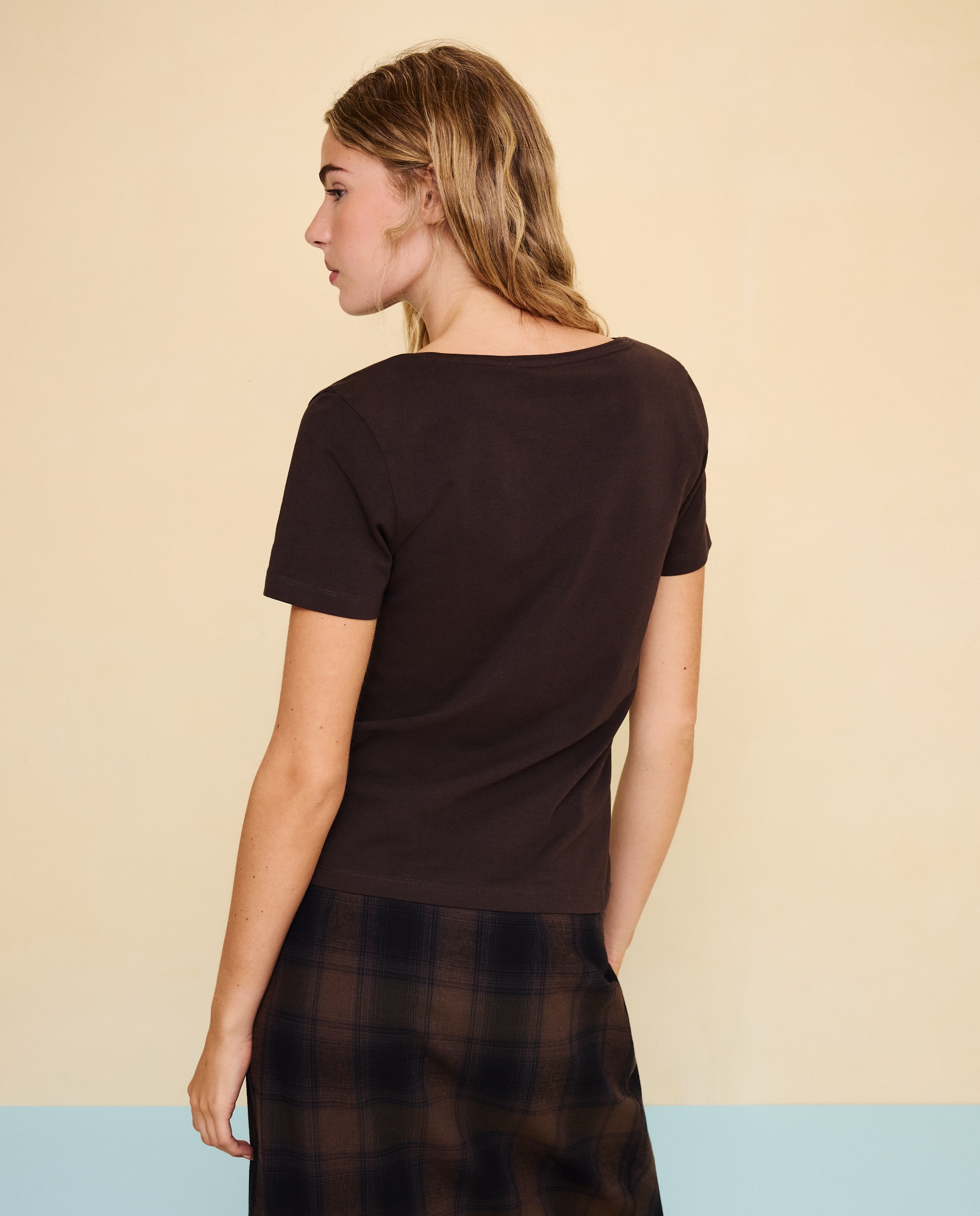 Camiseta manga corta de mujer - Easy Wear - Marrón Marrón-3