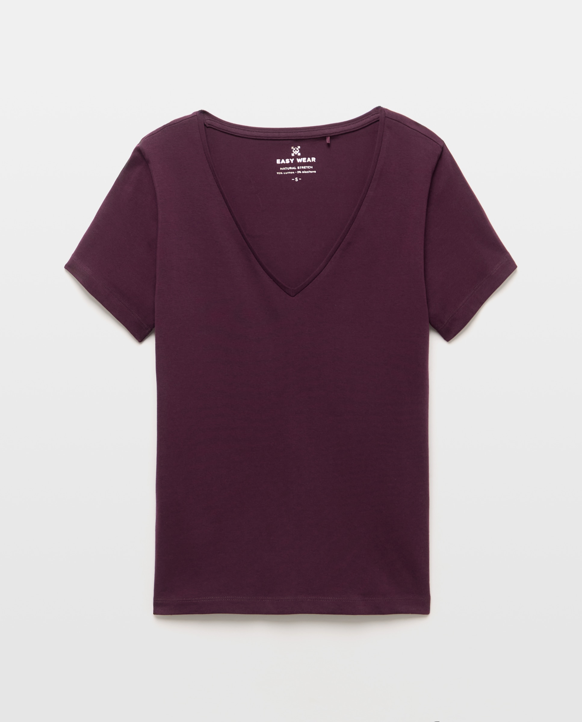 T-shirt de mulher com manga curta Ameixa-4