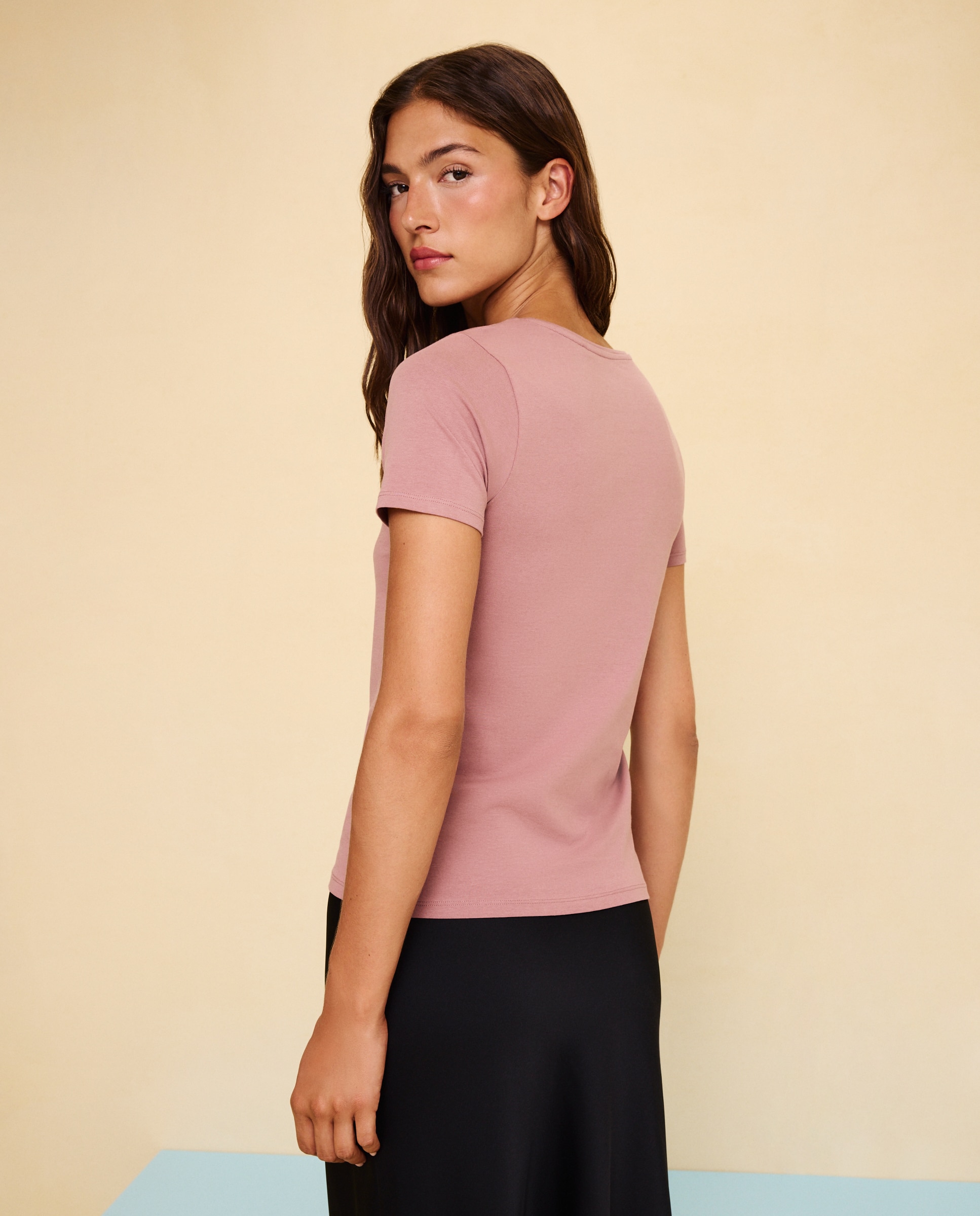 T-shirt de mulher com manga curta 200 Rosa-3