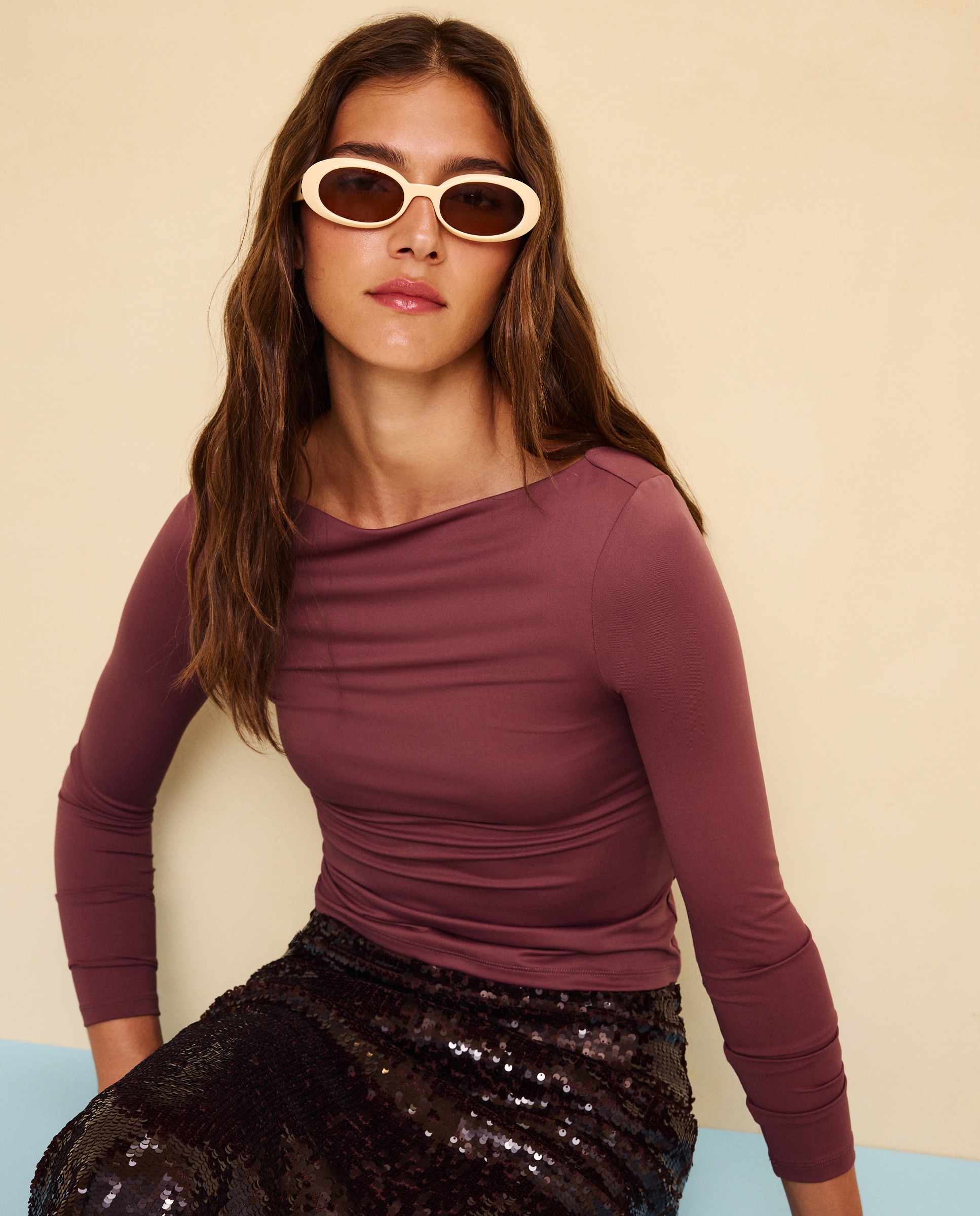 Camisola de mulher com manga comprida Vison Claro-2