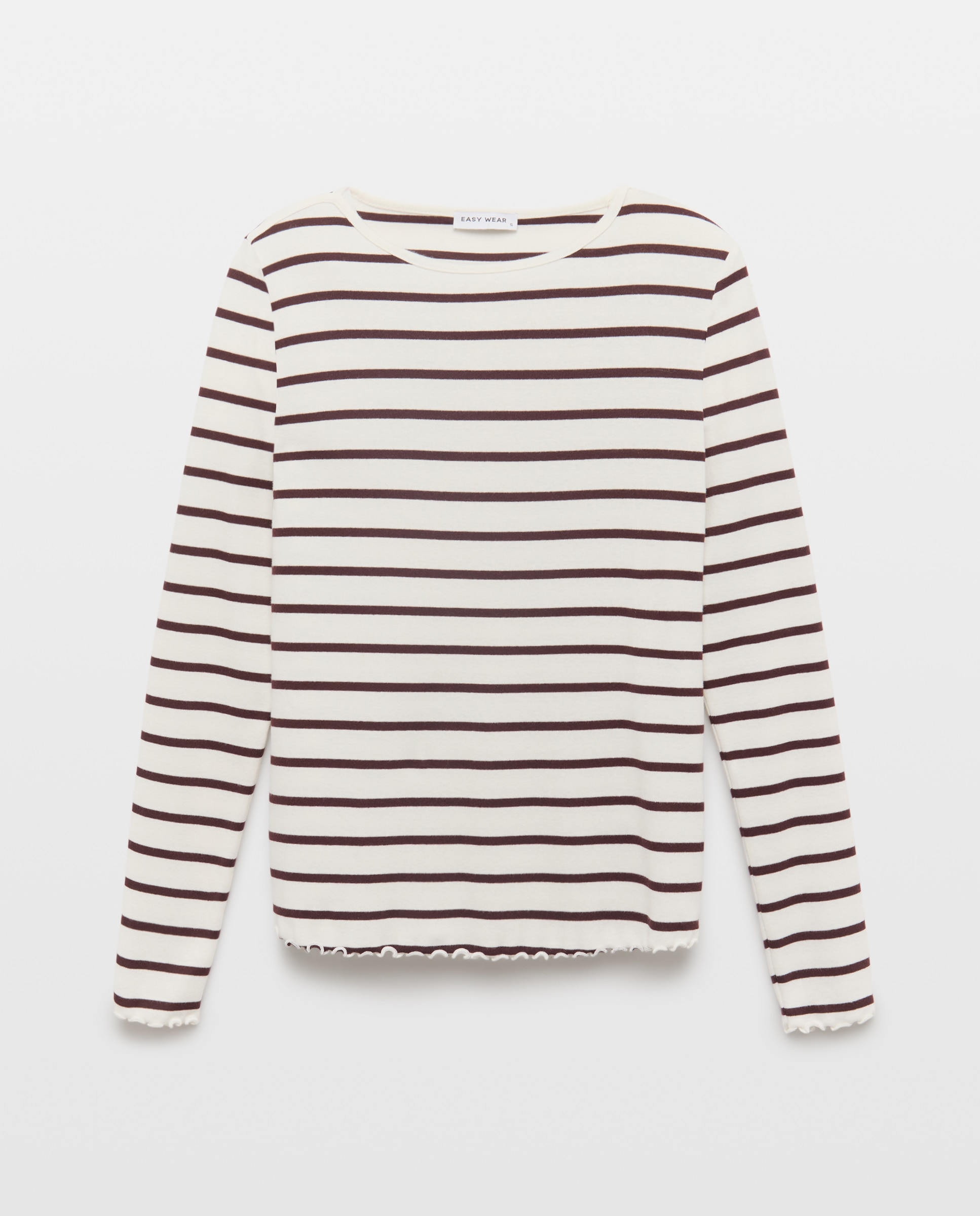 Camisola de mulher com manga comprida Branco-4