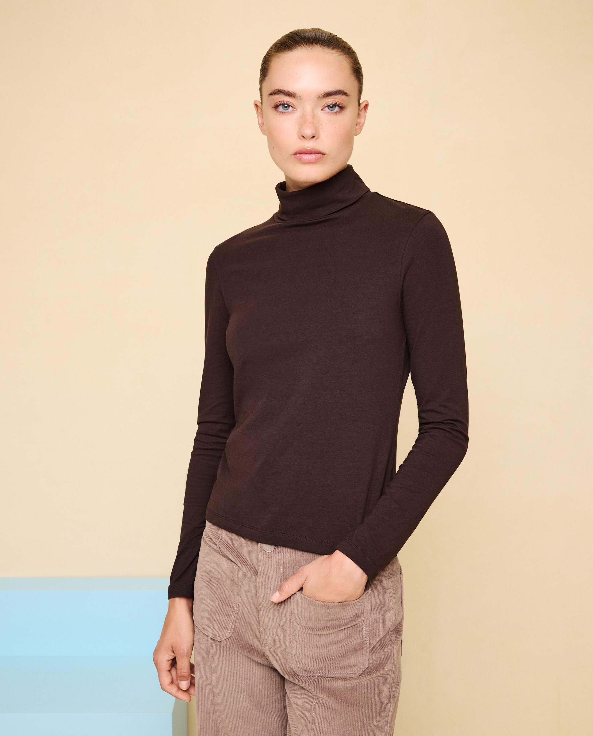 Camiseta manga larga de mujer - Easy Wear - Marrón Marrón-1