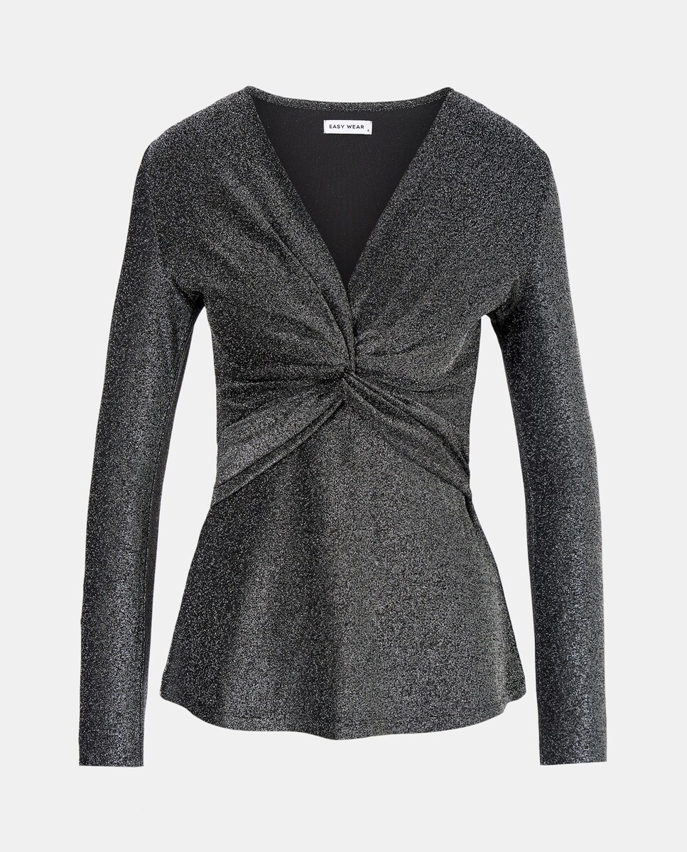 Macacão Cruzado no Peito com Brilhos 820 Cinzento Médio-5