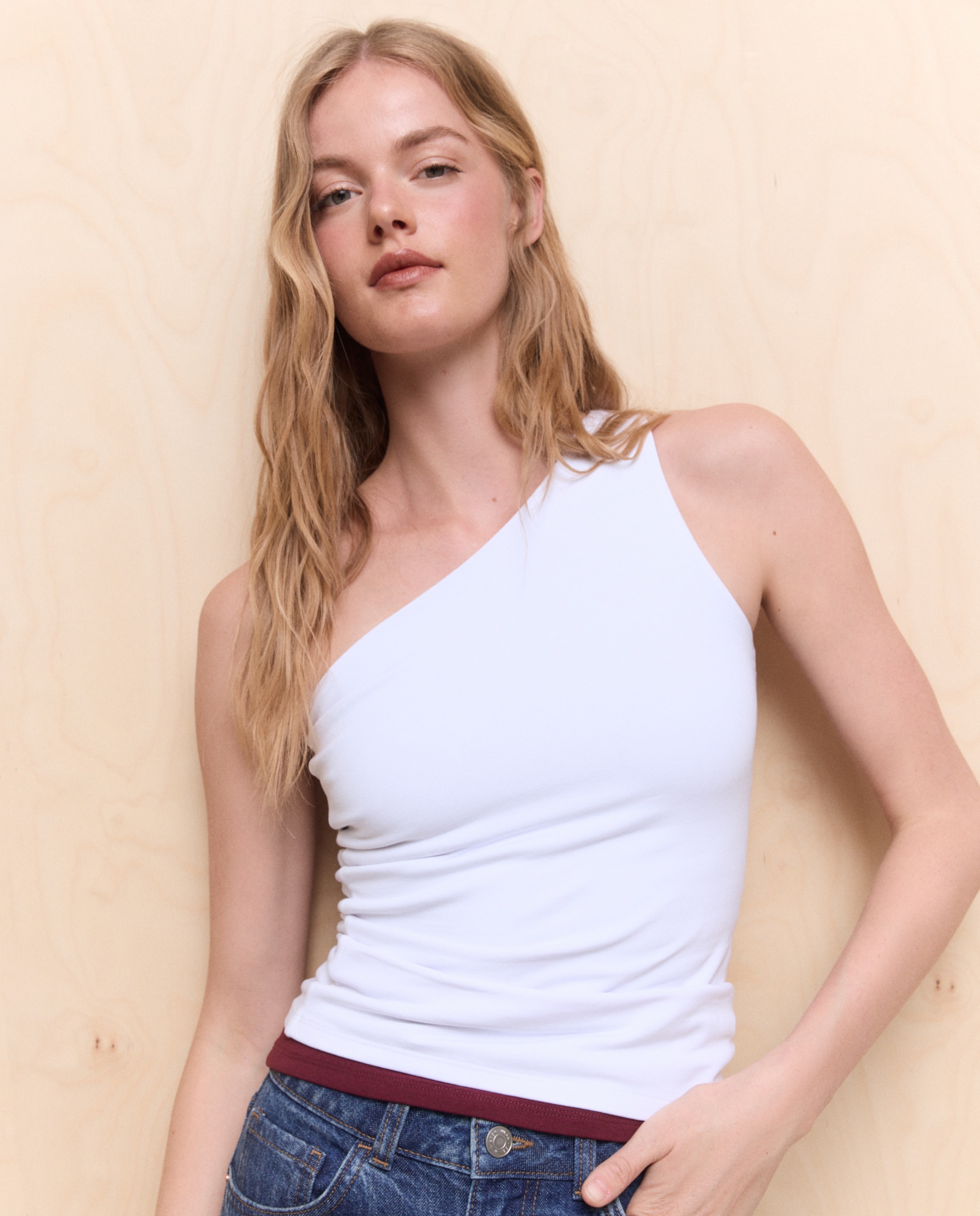 Camiseta tirantes de mujer - Easy Wear - Burdeos Blanco-1