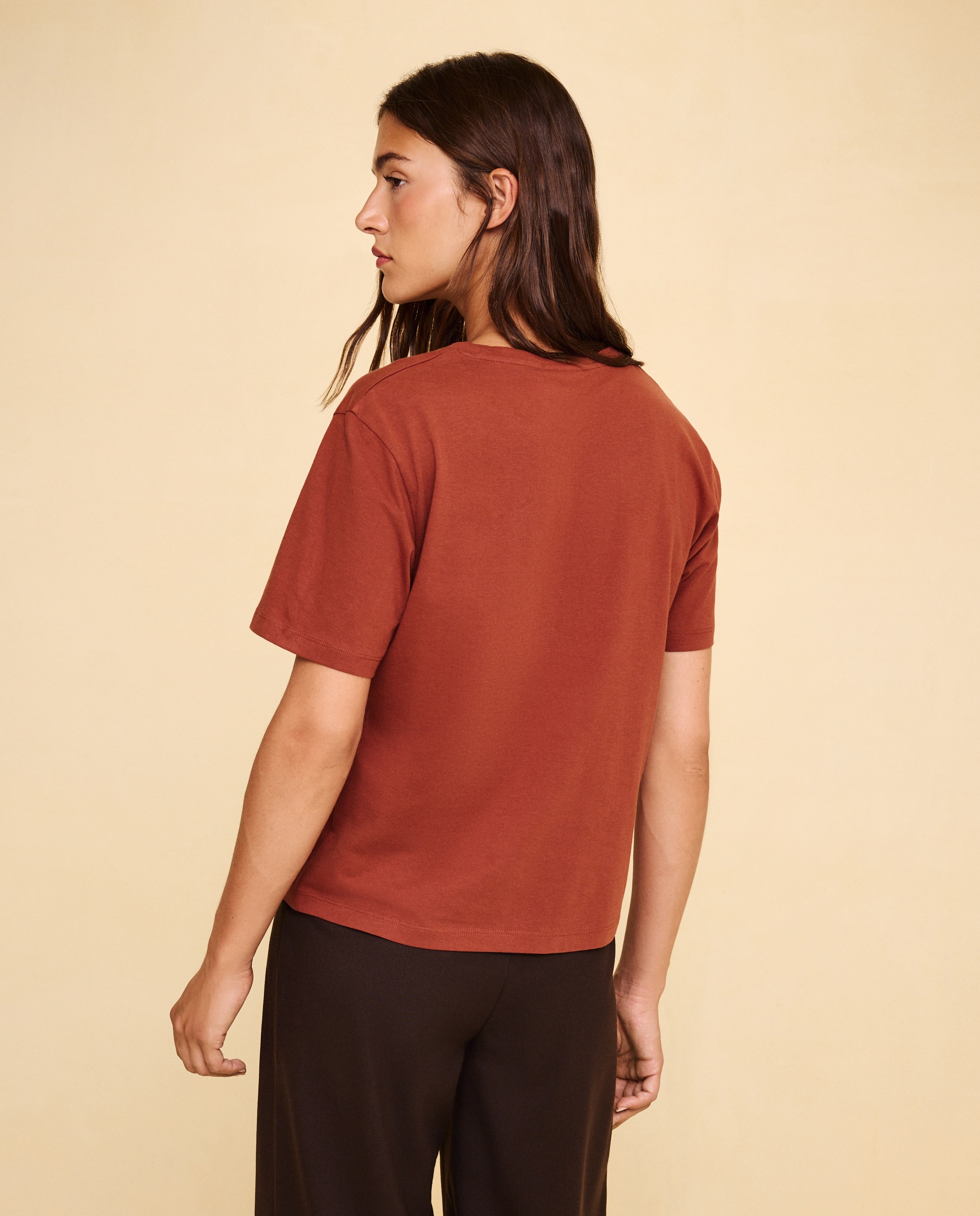 T-shirt de mulher com manga curta 770 Terracota-4