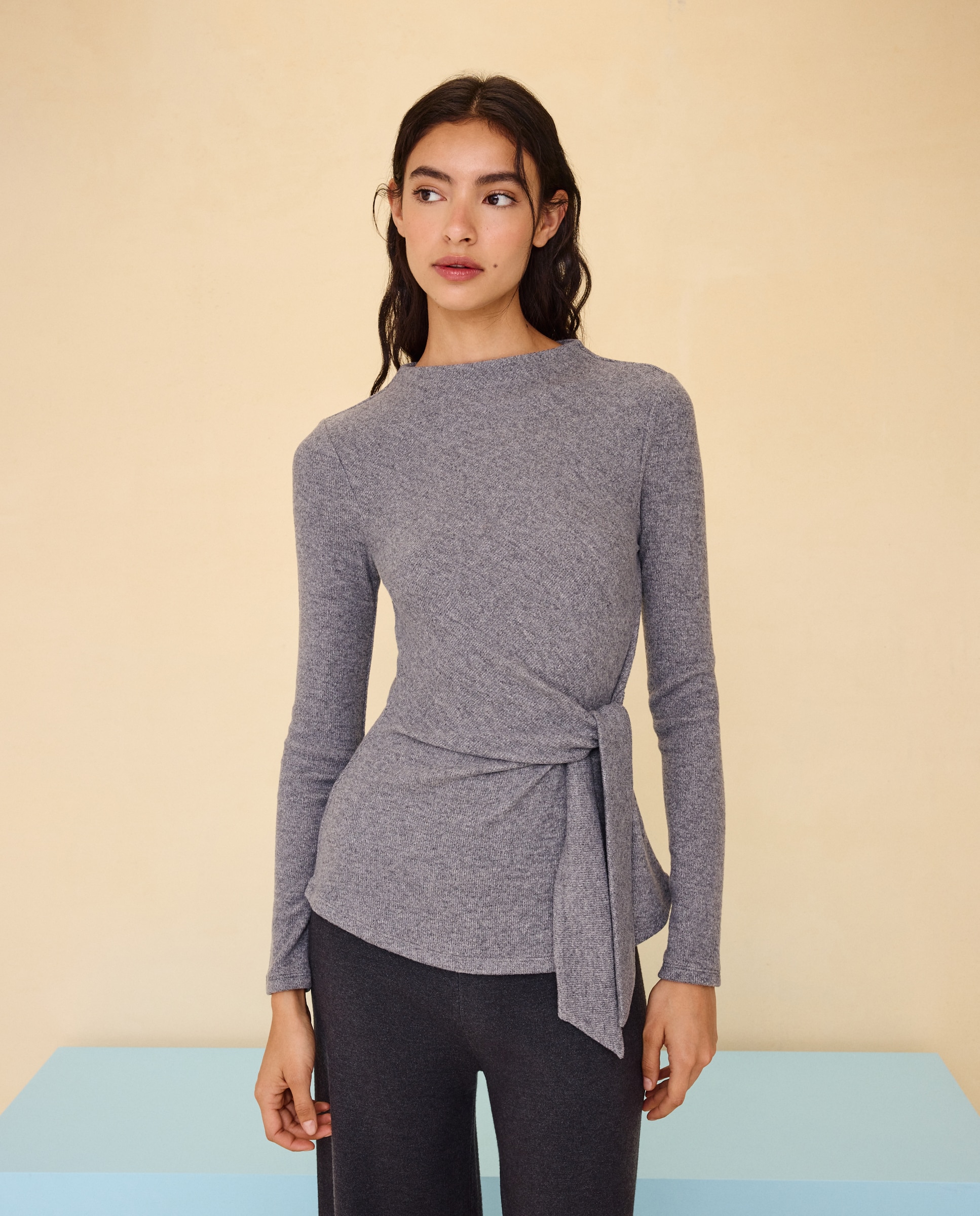 Camiseta manga larga de mujer - Easy Wear - Gris claro Gris claro-1