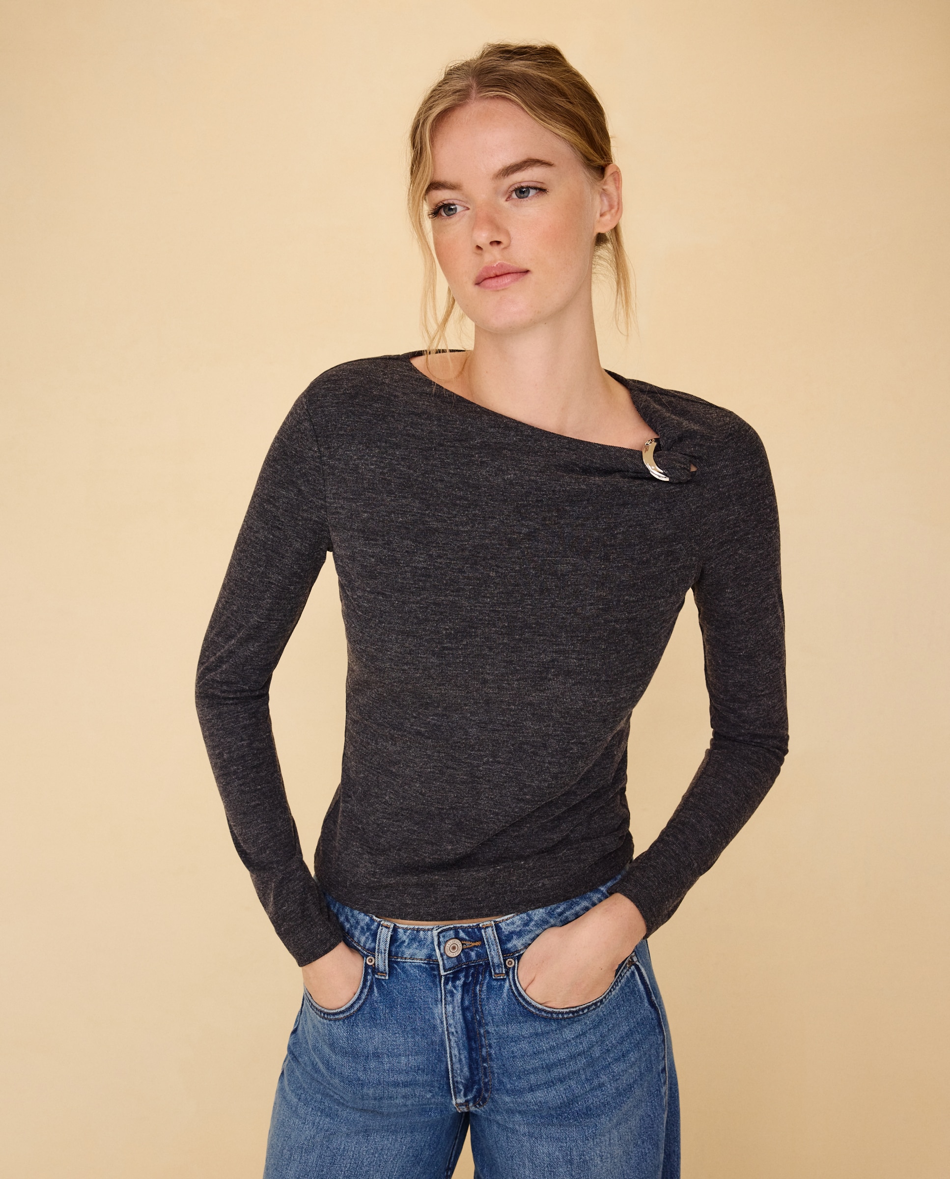 Camiseta manga larga de mujer - Easy Wear - Gris claro Gris claro-2