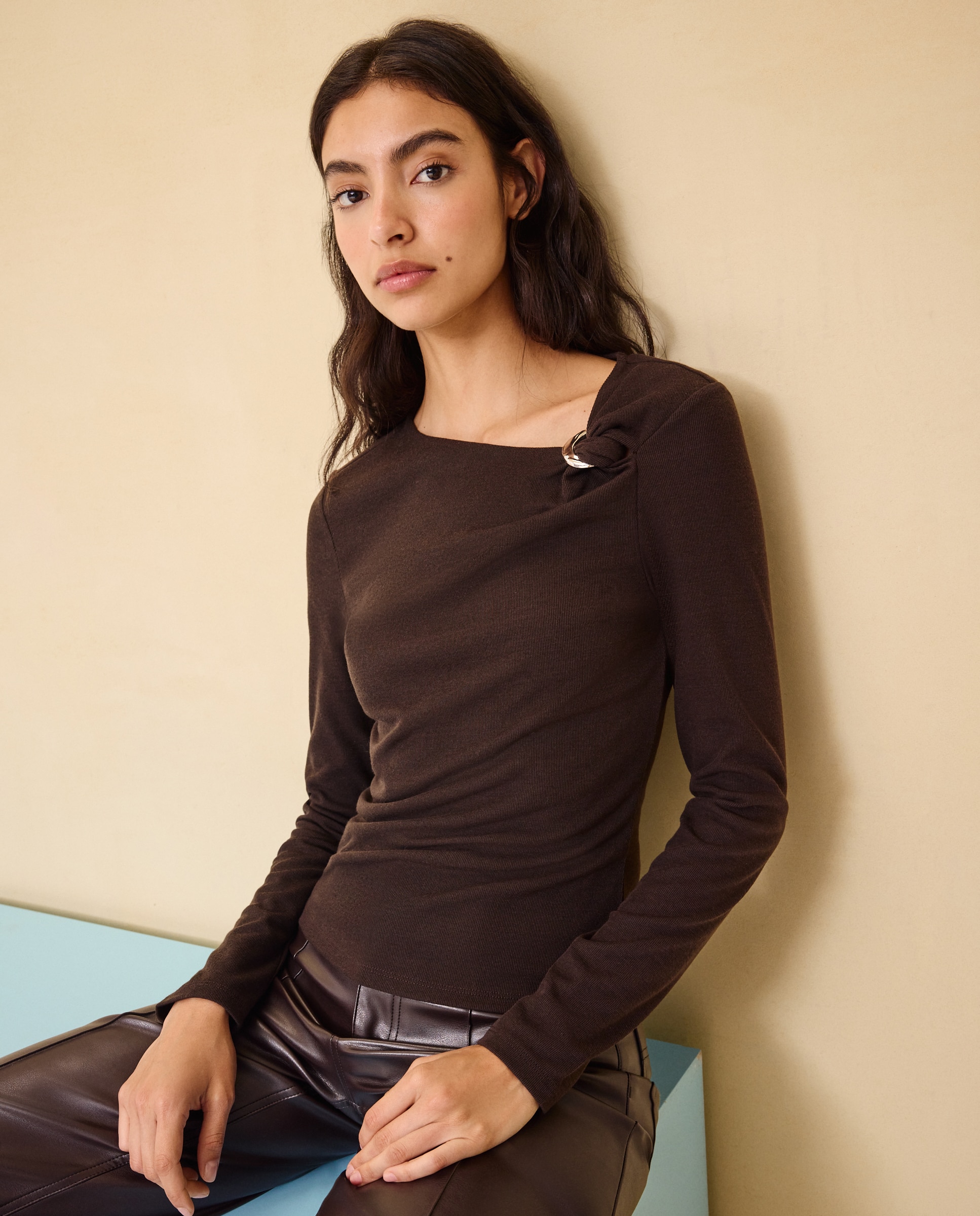 Camiseta manga larga de mujer - Easy Wear - Marrón Marrón-2