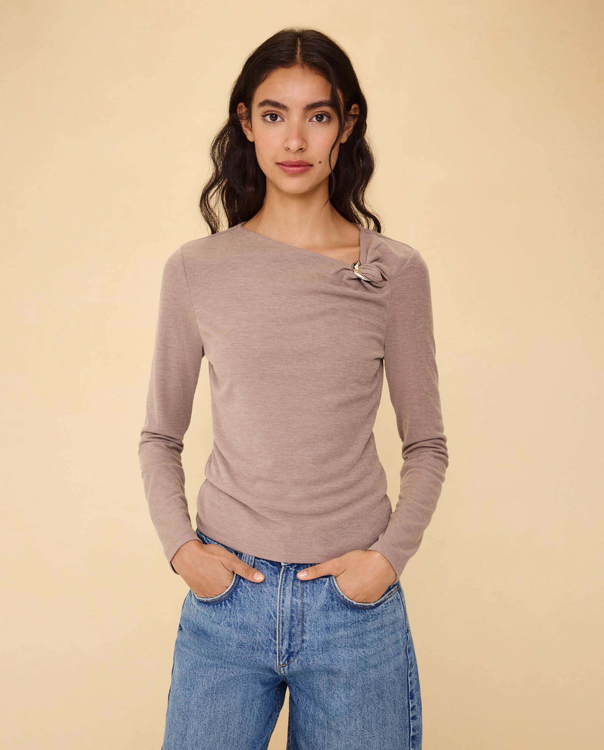 Camiseta manga larga de mujer - Easy Wear - Beige Beige-2
