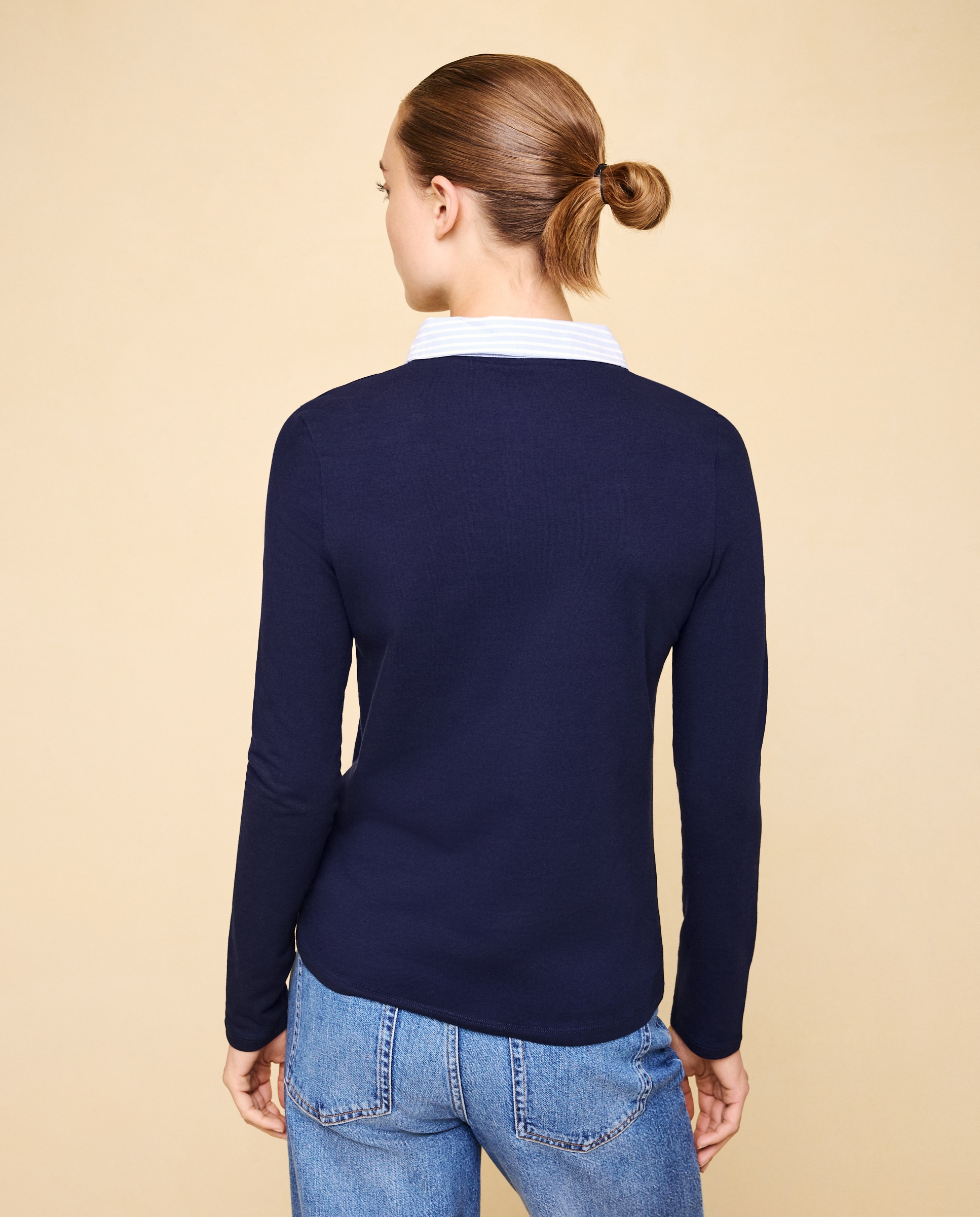 Camisola de mulher com manga comprida Ameixa-2