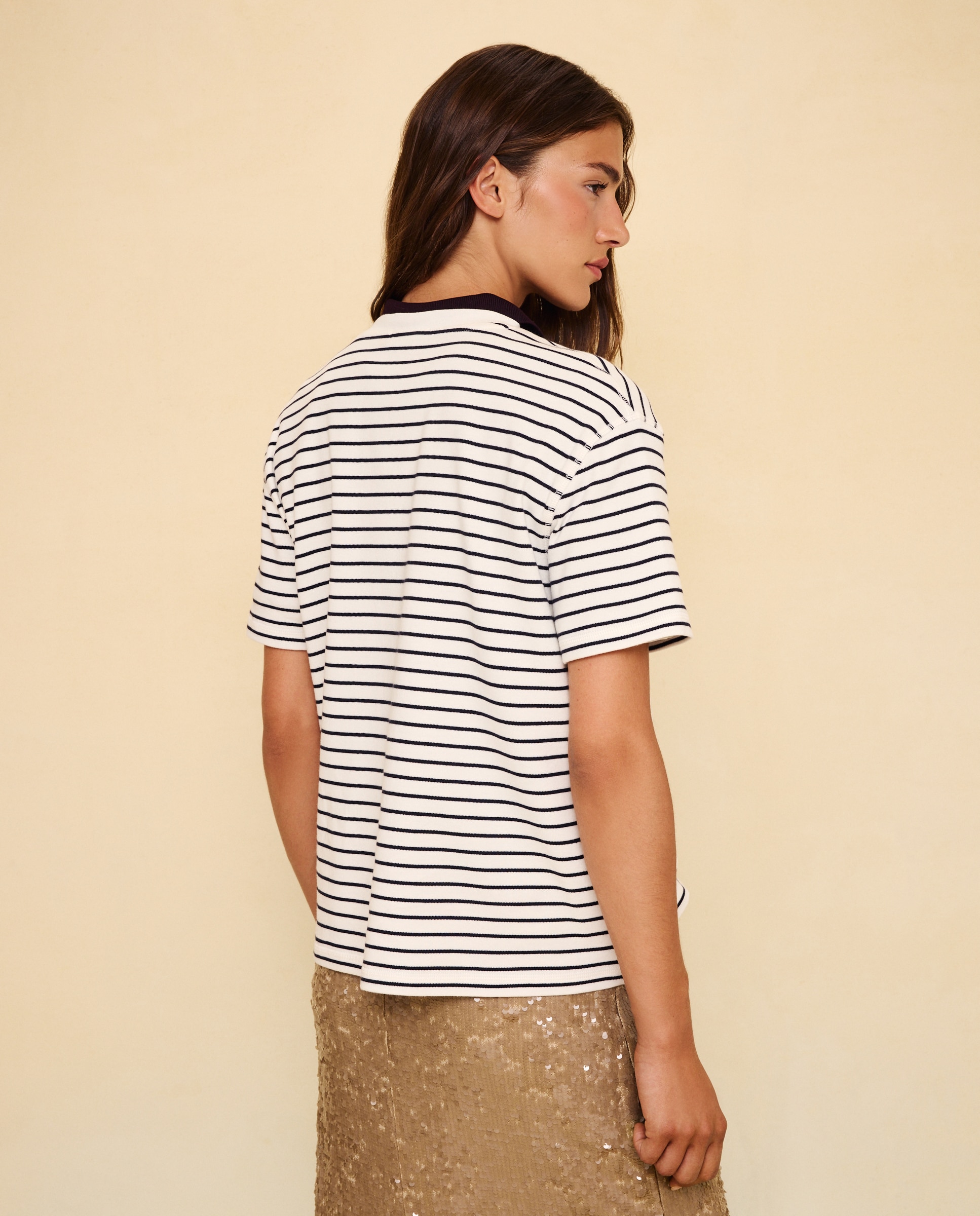 T-shirt de mulher com manga curta Branco-3