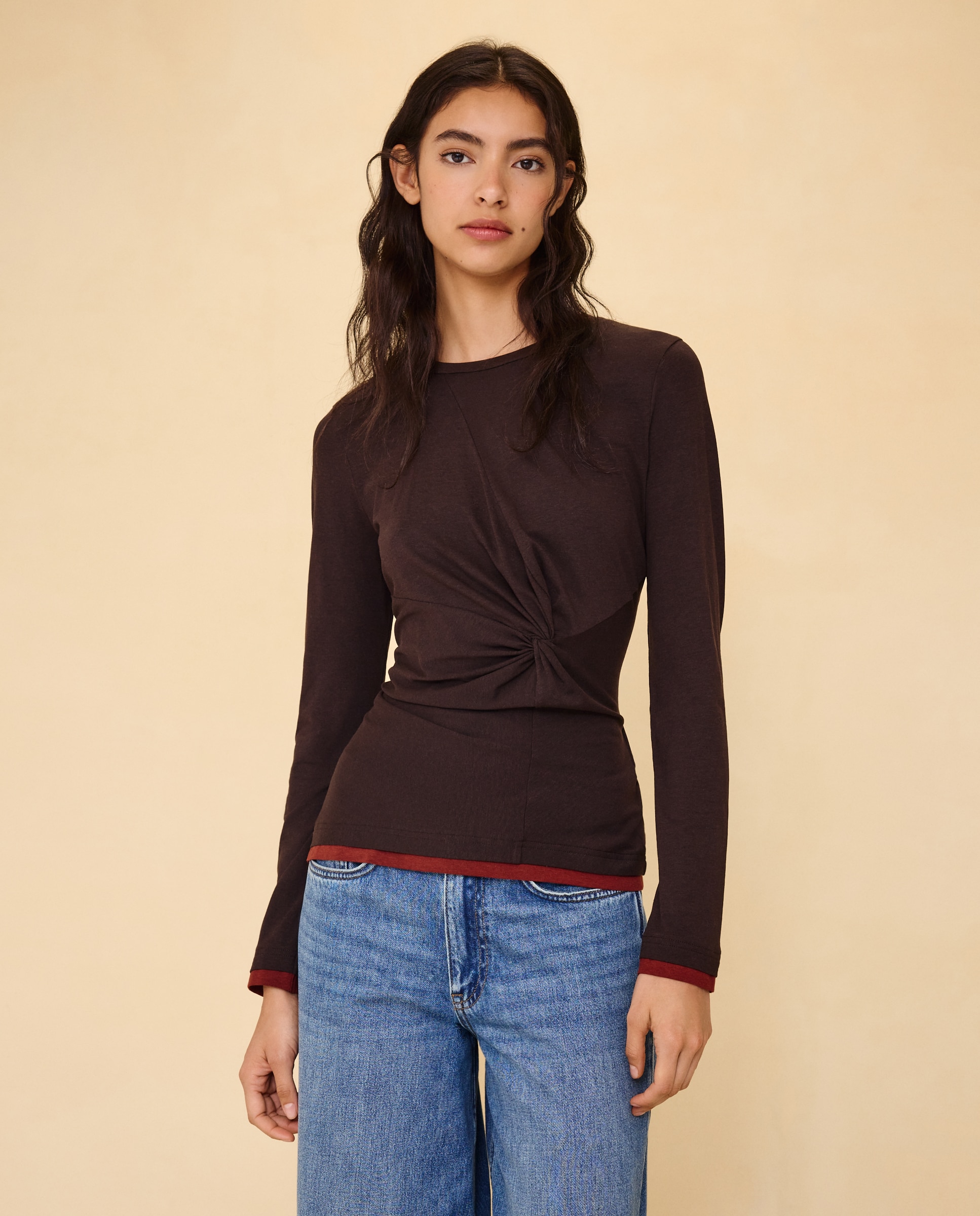 Camiseta manga larga de mujer - Easy Wear - Marrón Marrón-1