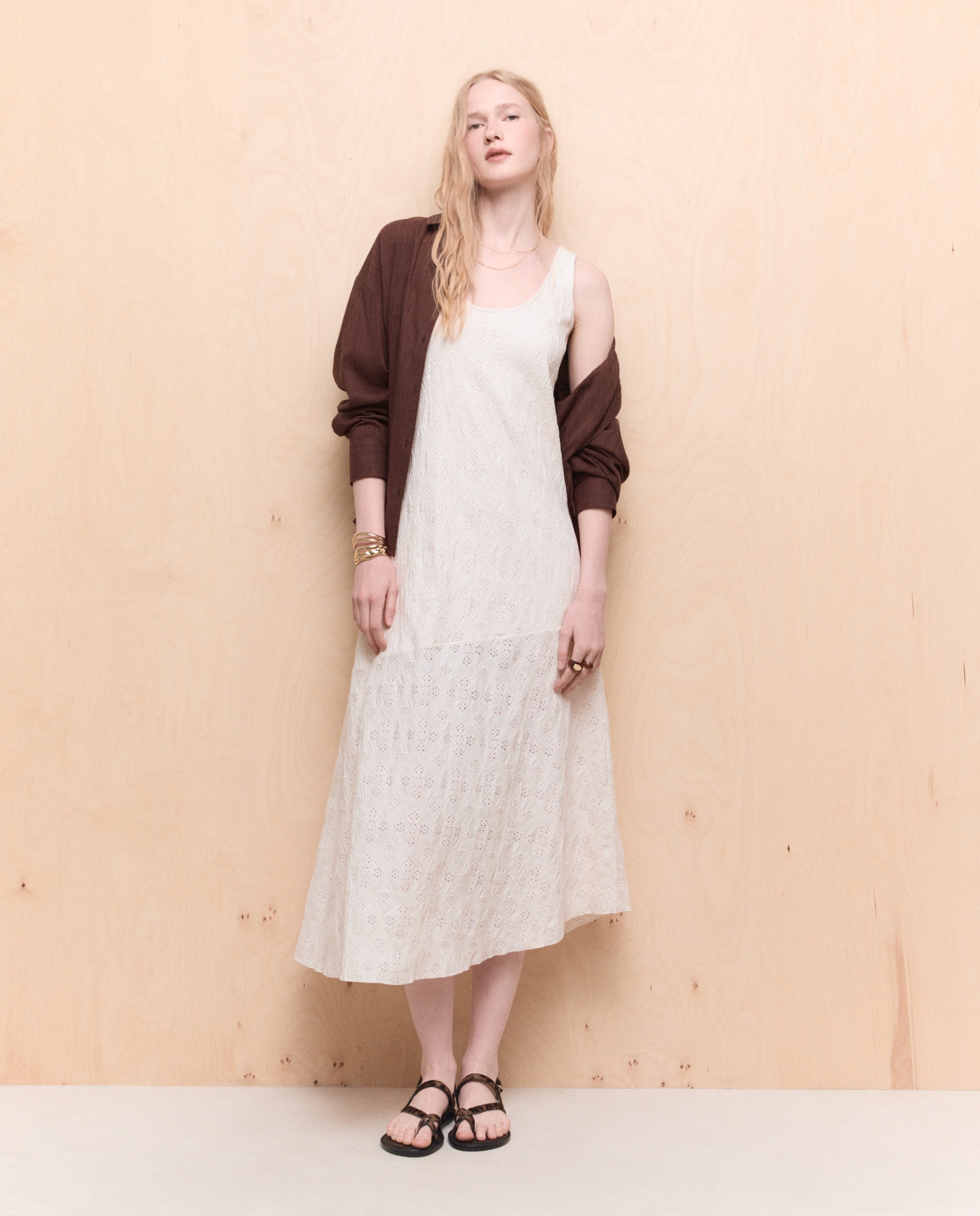 Vestido midi con tirantes de mujer - Easy Wear - 120 Crudo 120 Crudo-2