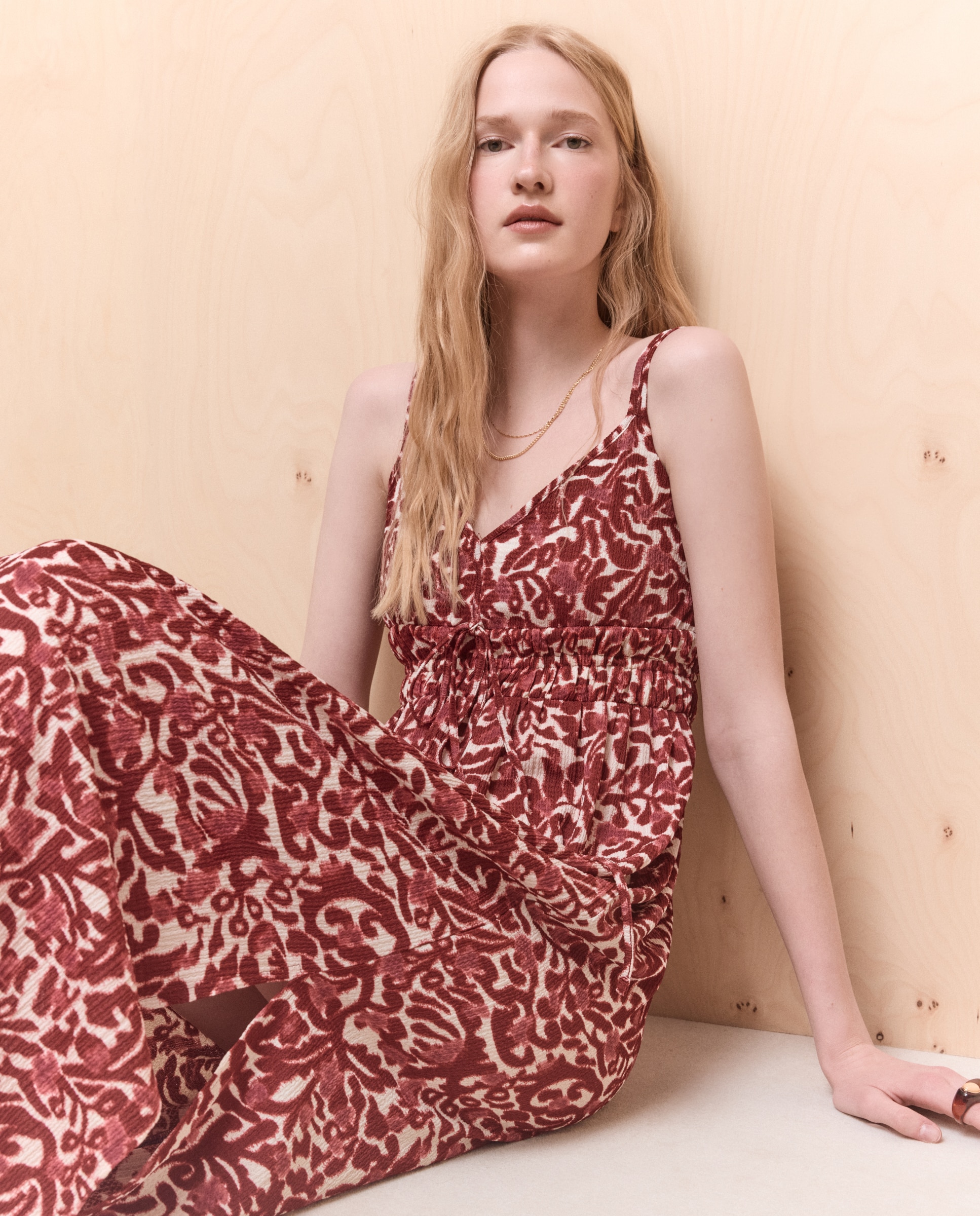 Vestido midi con tirantes de mujer Rojo (rojo)