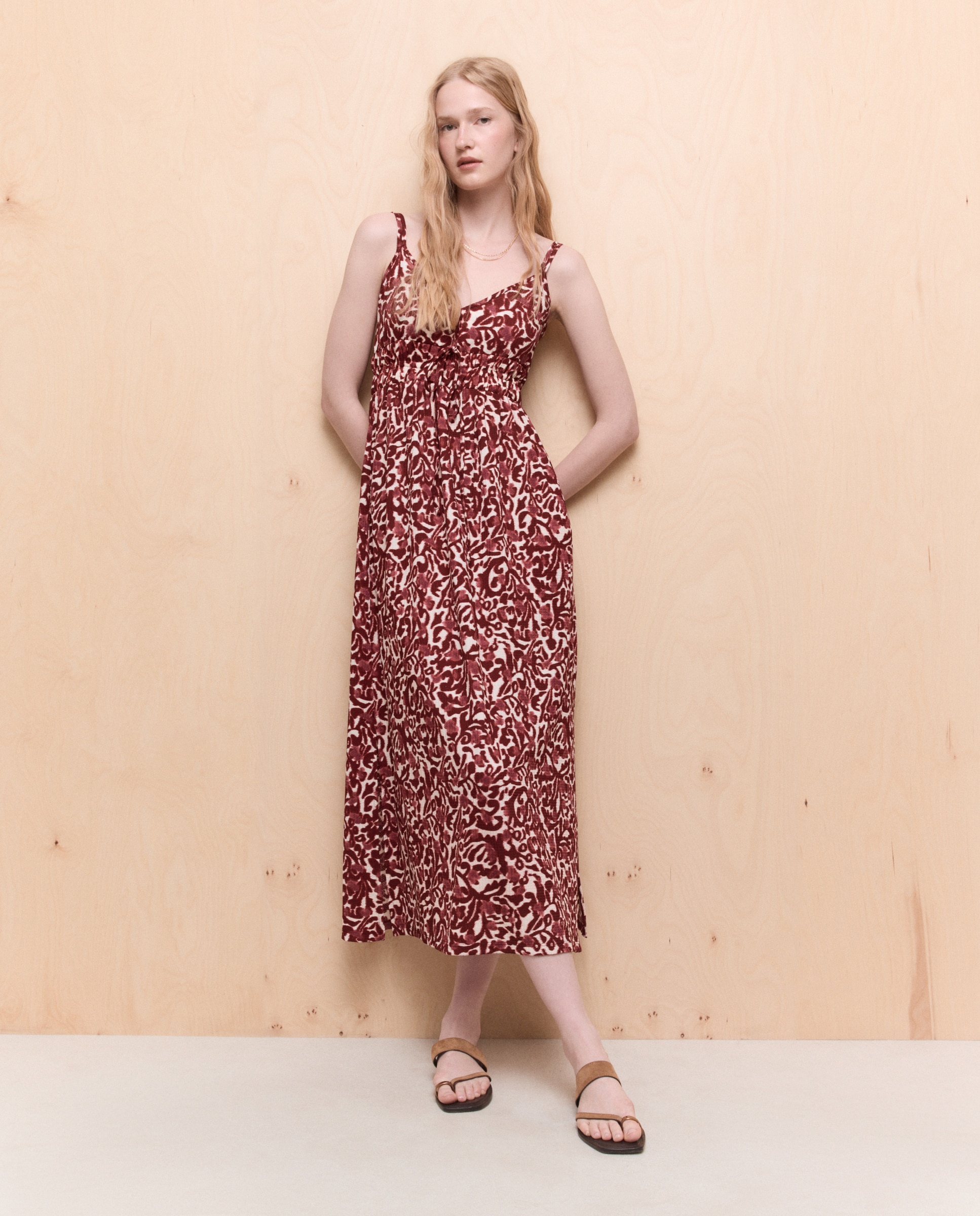 Vestido midi con tirantes de mujer - Easy Wear - Rojo Rojo-2